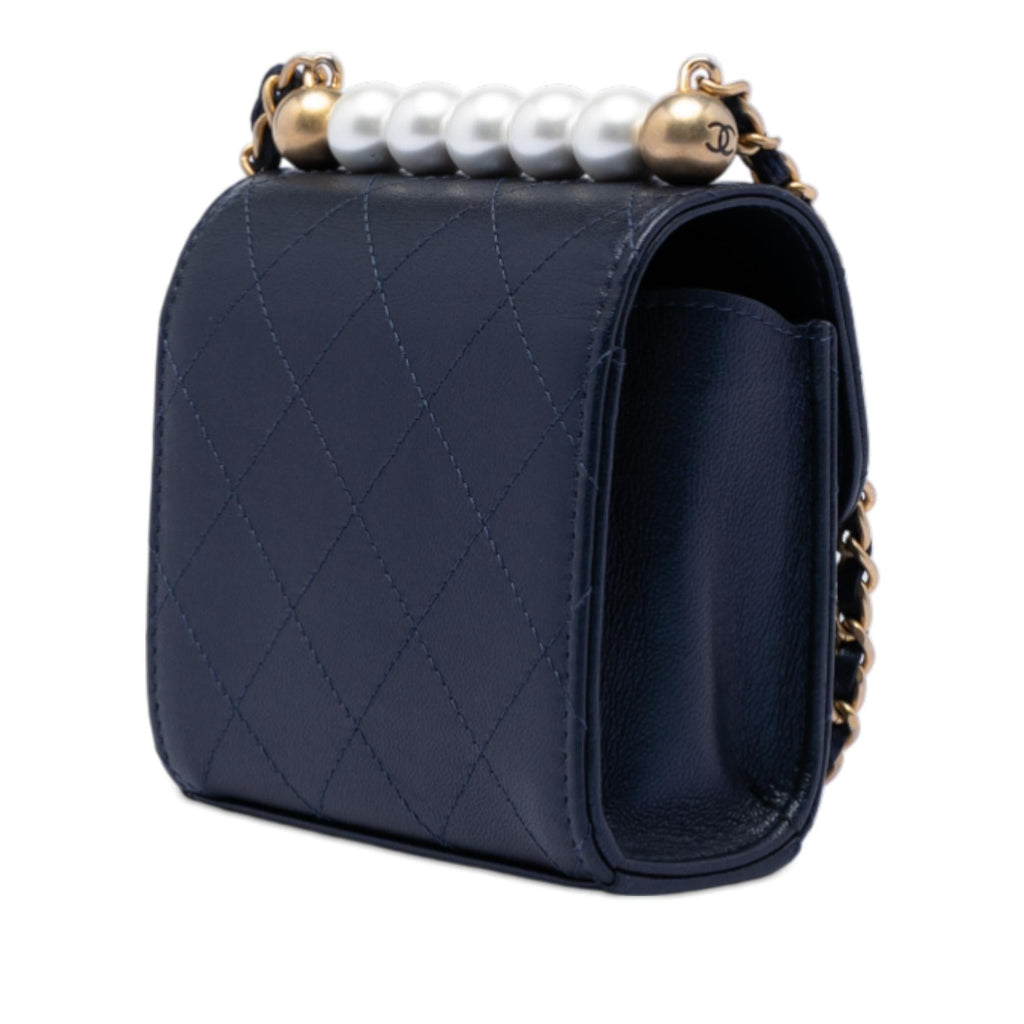 Chanel Mini Goatskin Chic Pearls Clutch On Chain