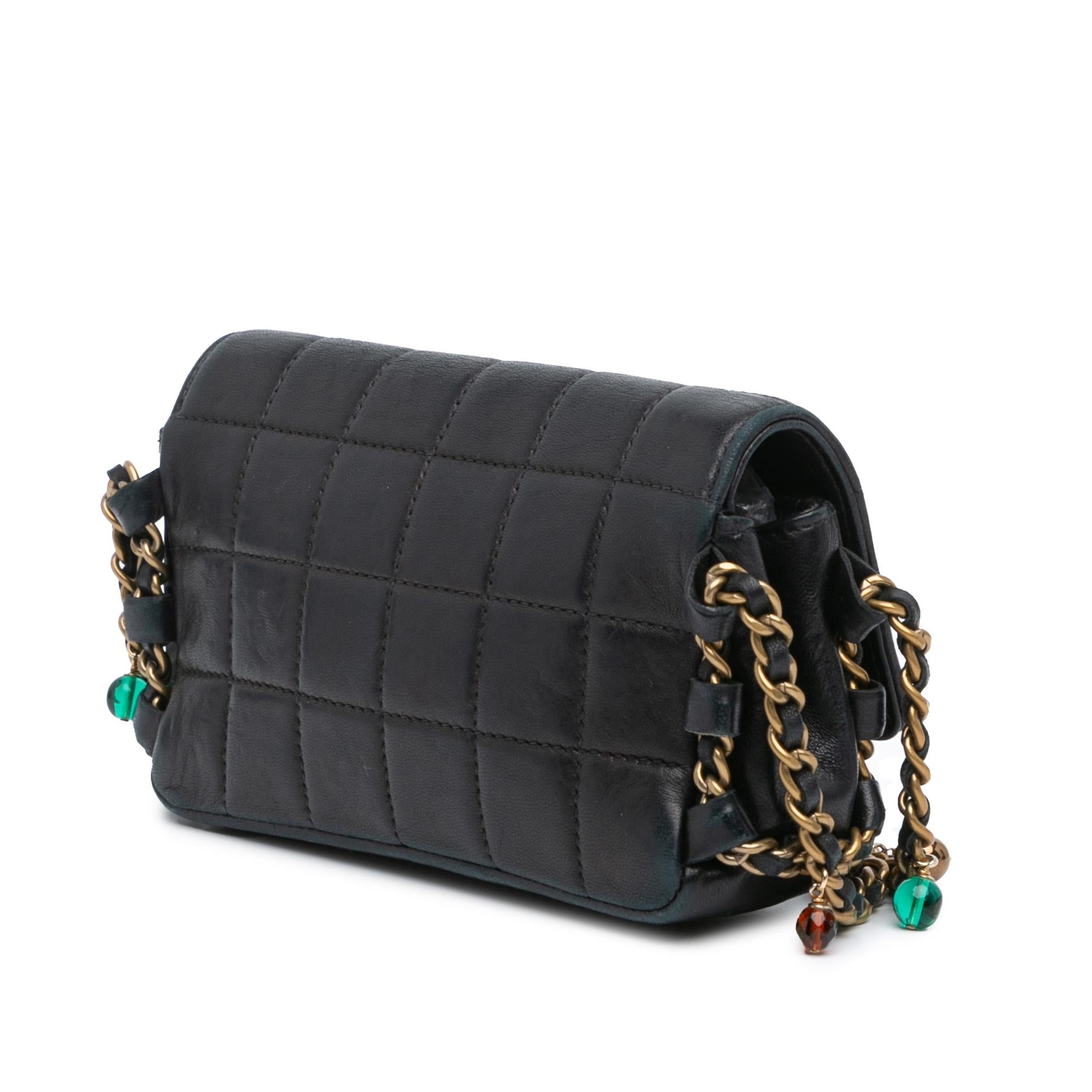 Chanel Mini Lambskin Choco Bar Chain Charms Flap (SHG-fLjuBx)
