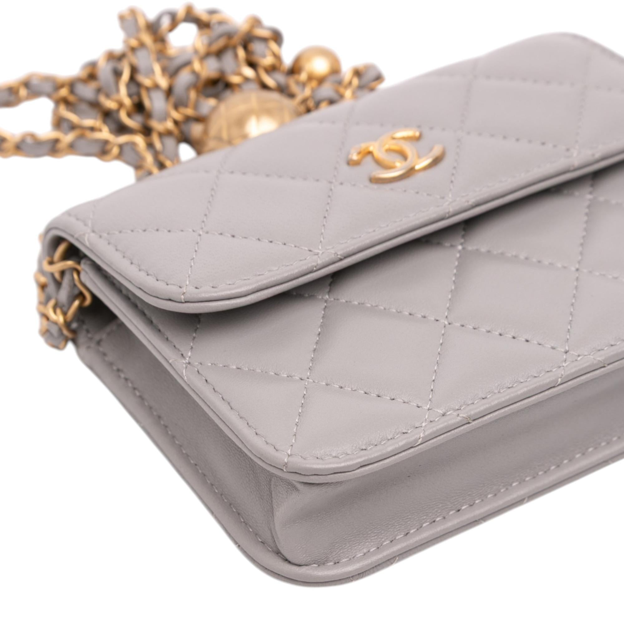 Chanel Mini Lambskin Pearl Crush Clutch On Chain