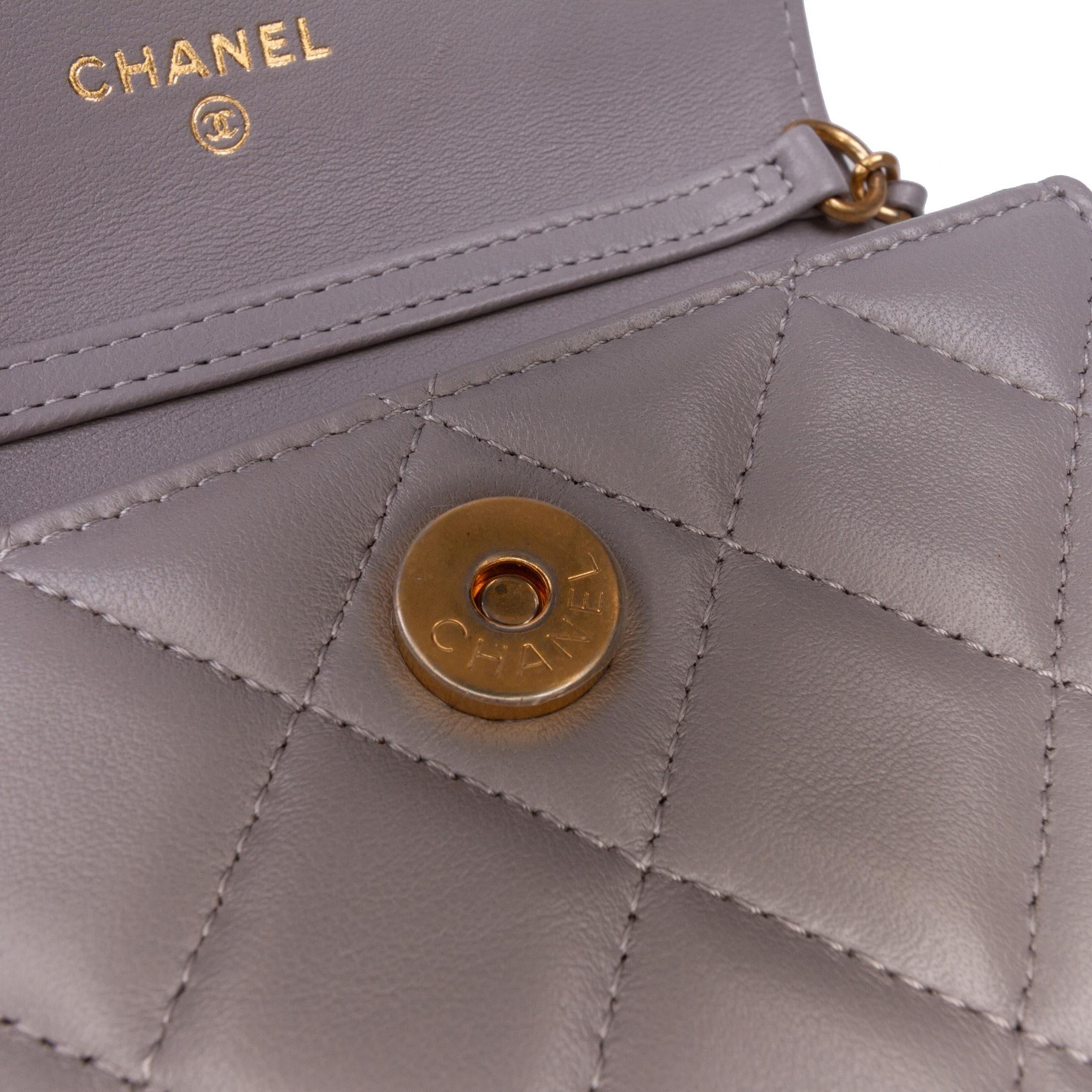 Chanel Mini Lambskin Pearl Crush Clutch On Chain