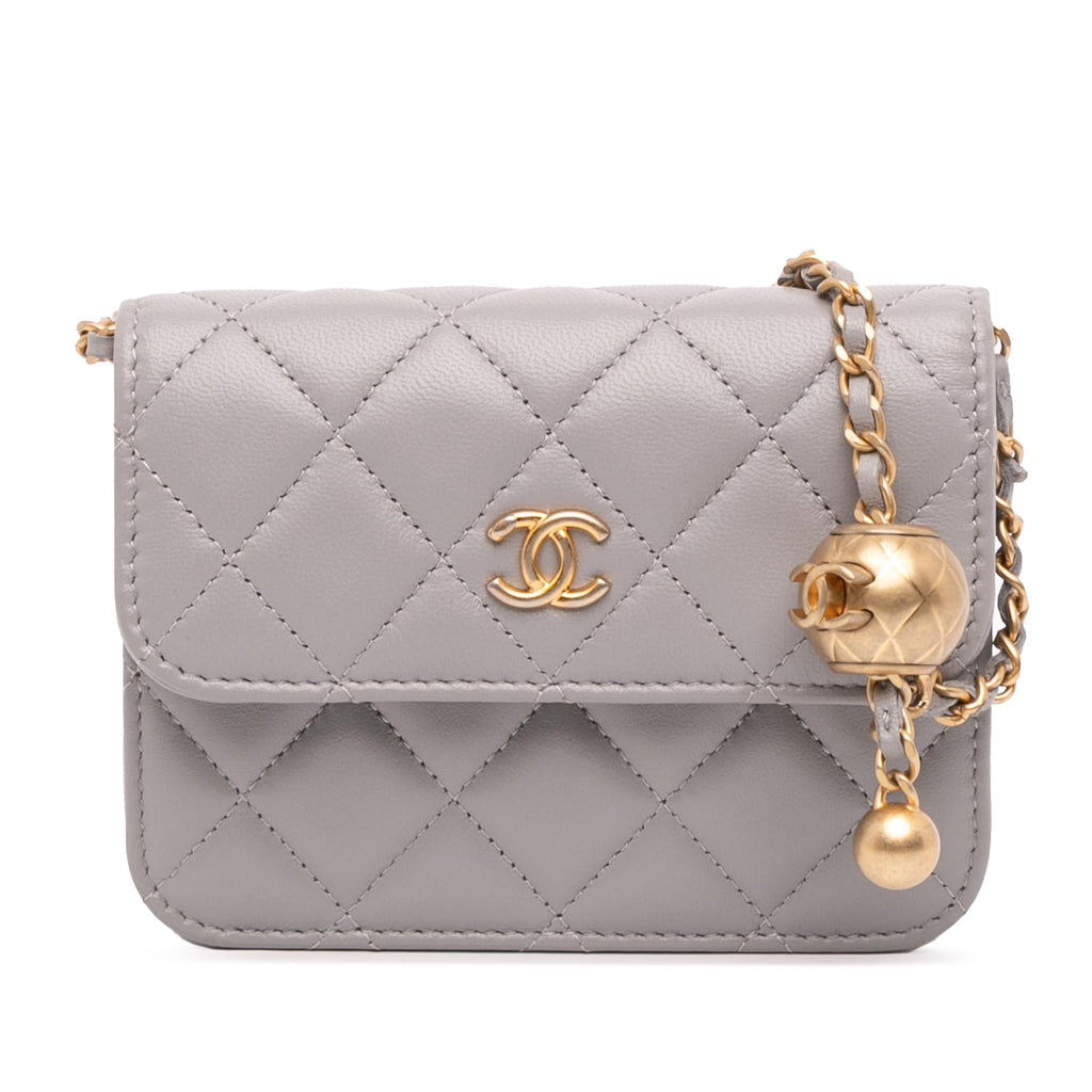 Chanel Mini Lambskin Pearl Crush Clutch On Chain