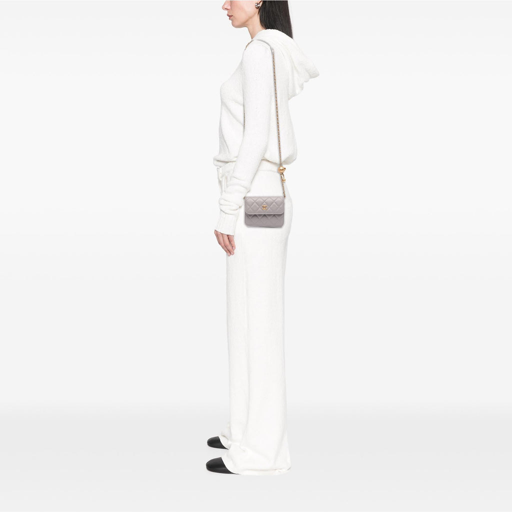 Chanel Mini Lambskin Pearl Crush Clutch On Chain