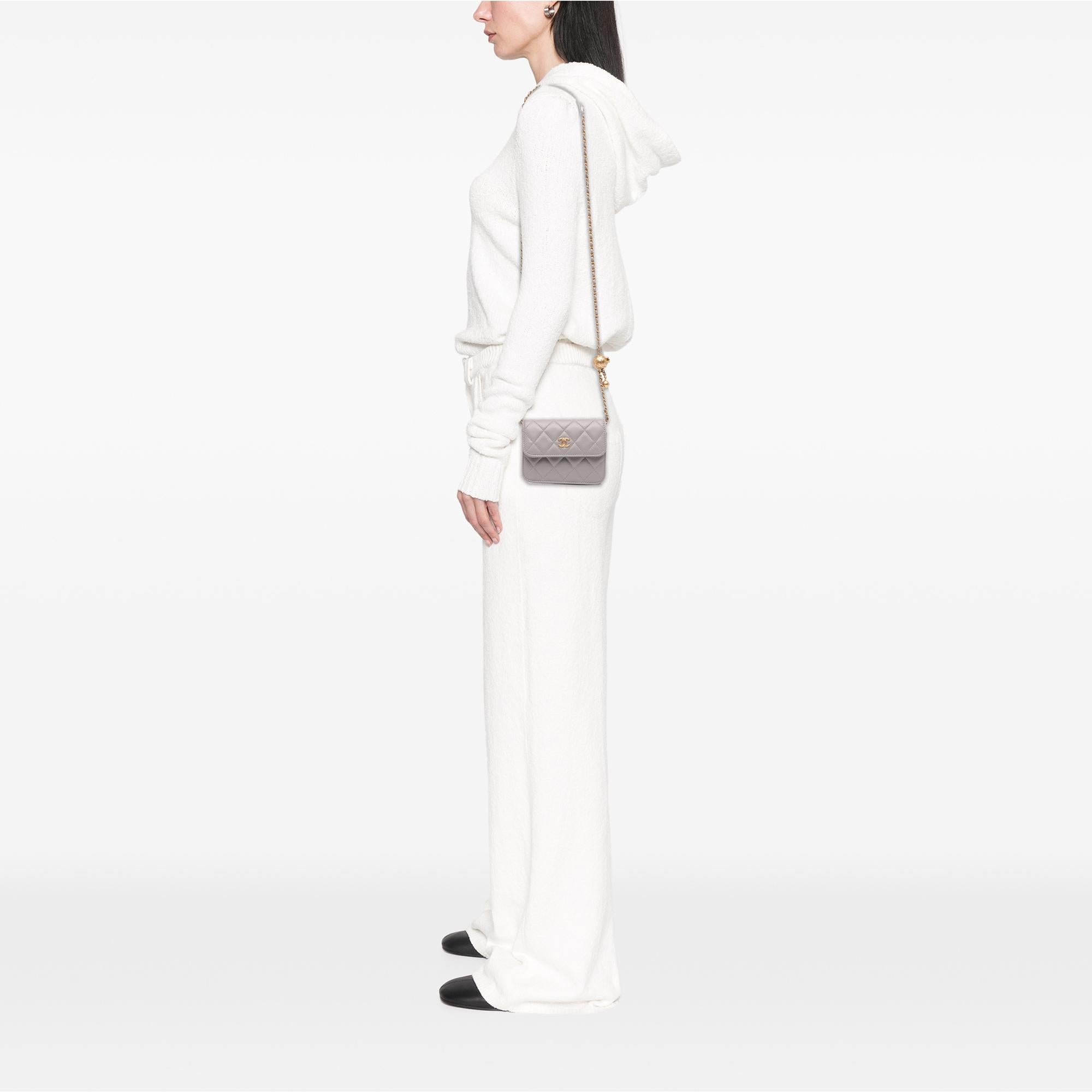 Chanel Mini Lambskin Pearl Crush Clutch On Chain