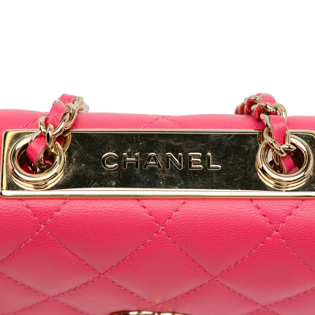 Chanel Mini Lambskin Trendy CC Clutch With Chain