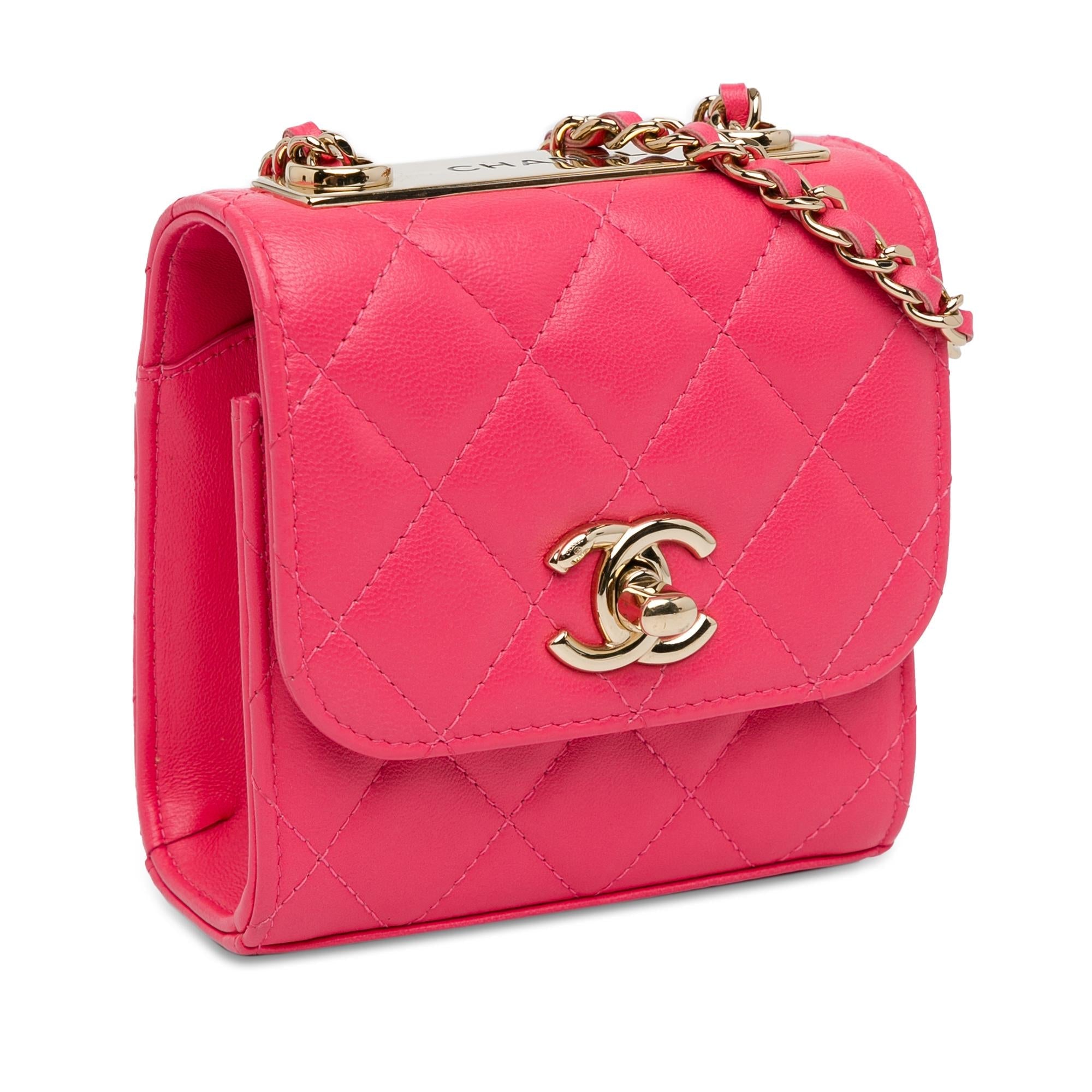 Chanel Mini Lambskin Trendy CC Clutch With Chain
