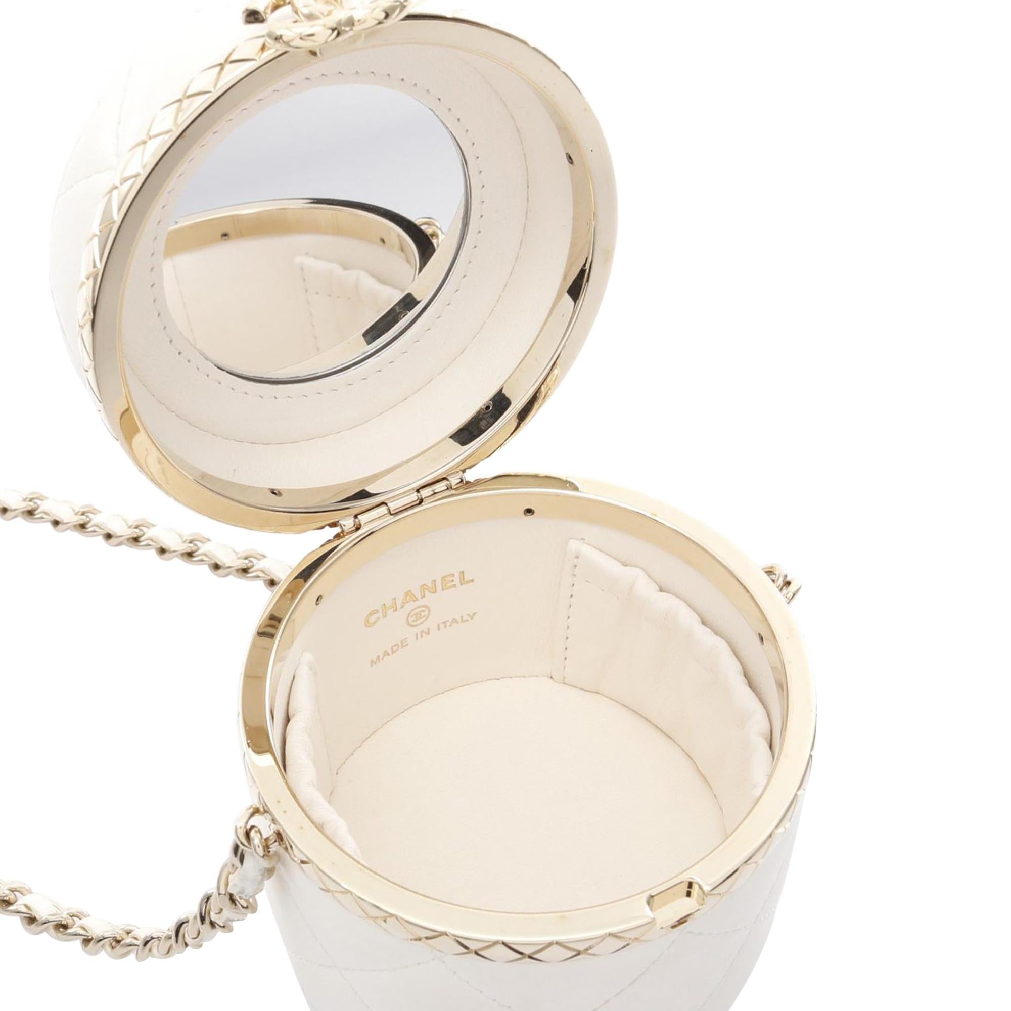 Chanel Mini Matelasse Lambskin Round Vanity Case