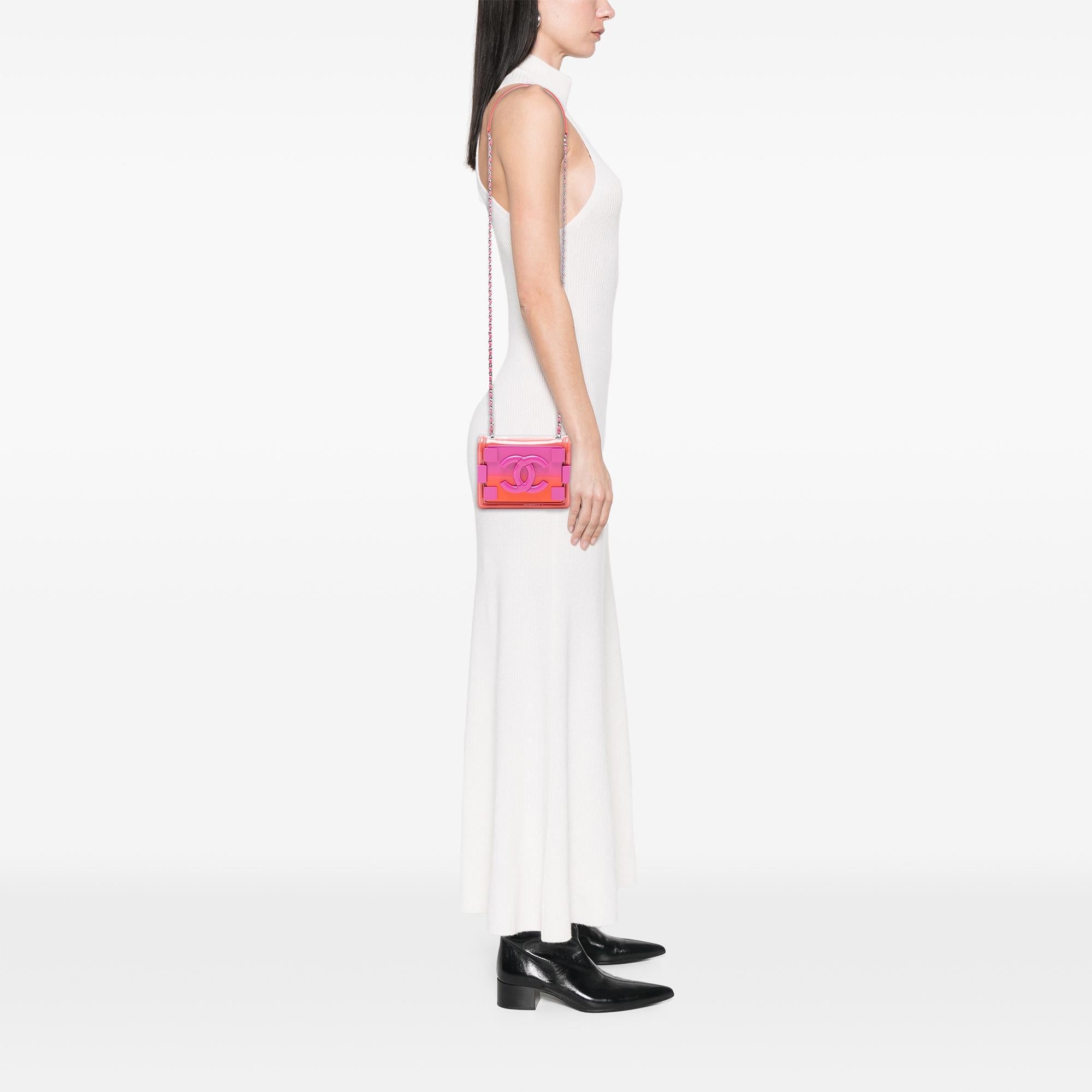 Chanel Mini Ombre Acrylic and Patent Boy Brick Flap