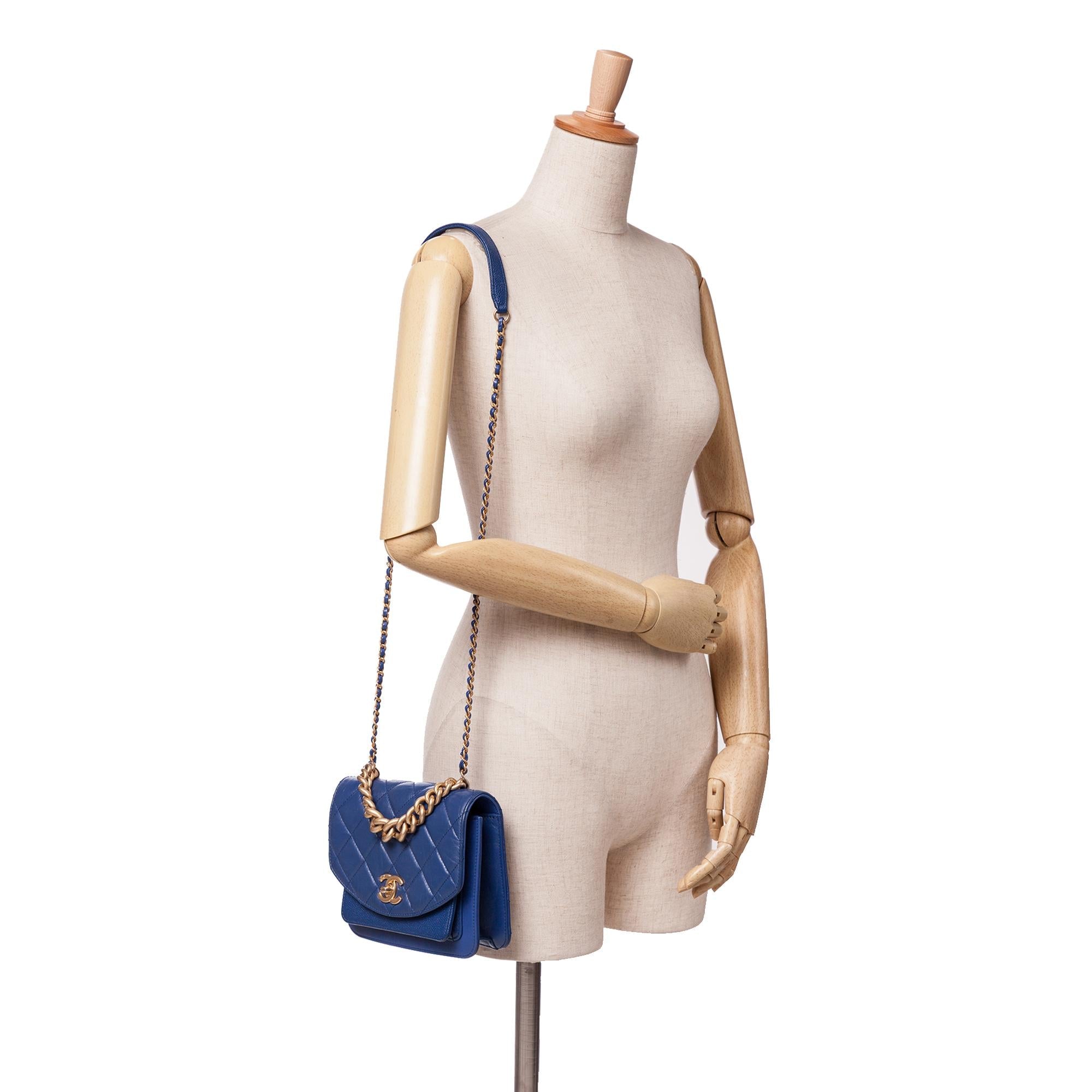 Chanel Mini Quilted Aged Calfskin and Caviar Chain Handle Flap