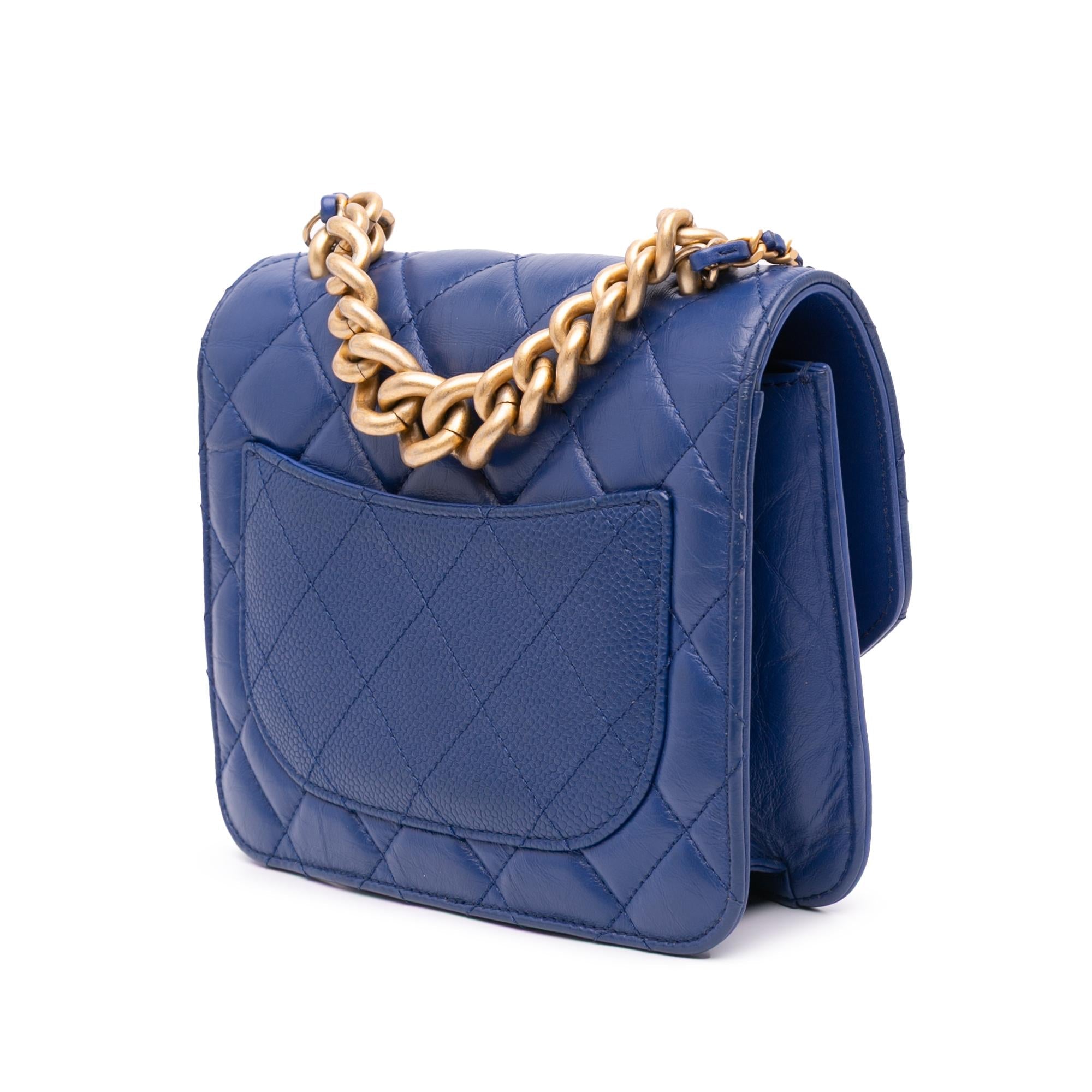 Chanel Mini Quilted Aged Calfskin and Caviar Chain Handle Flap