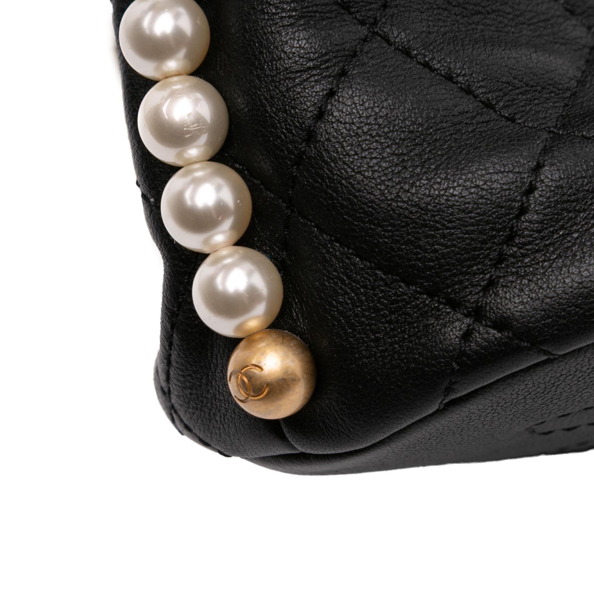 Chanel Mini Quilted Calfskin About Pearls Drawstring Bucket Bag