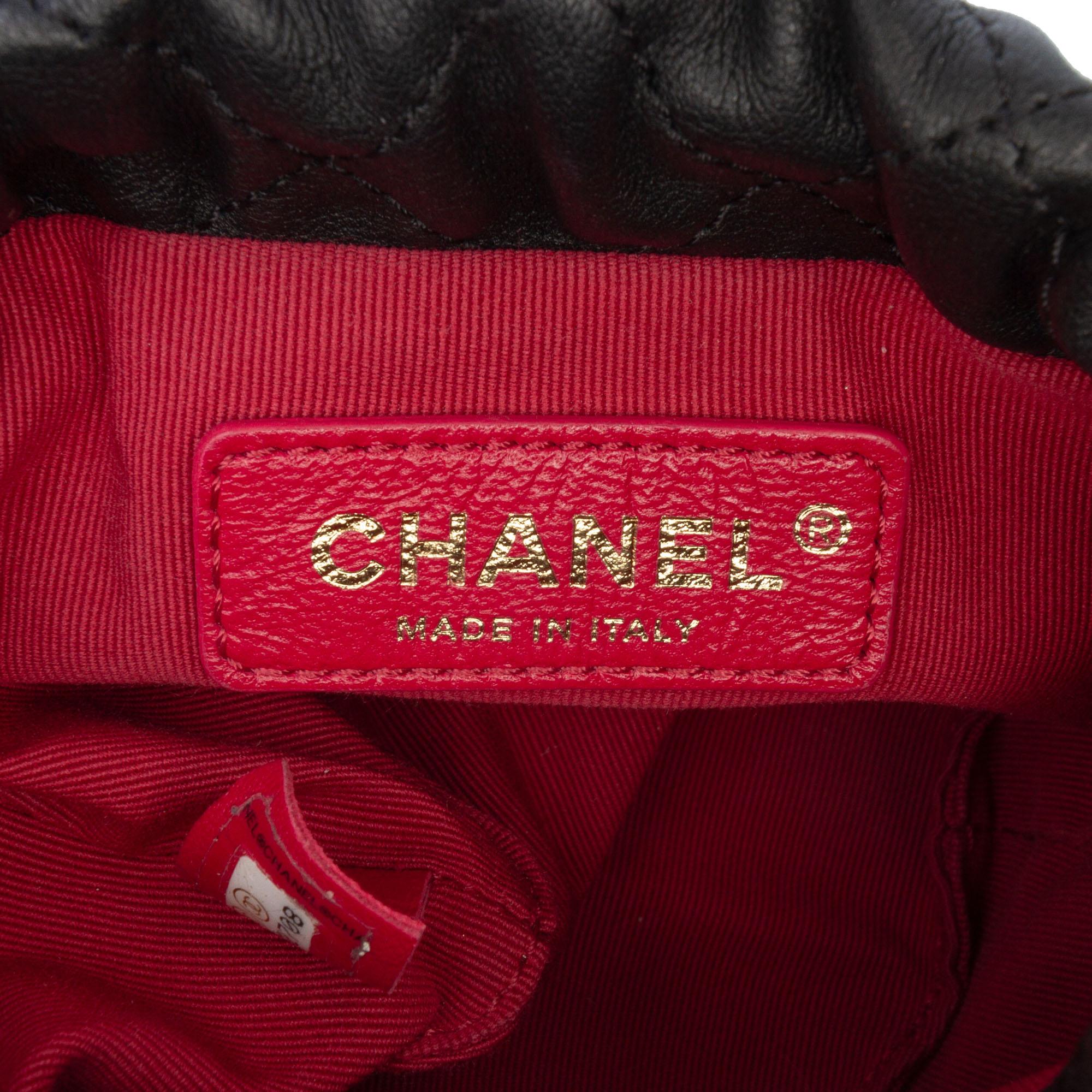 Chanel Mini Quilted Calfskin About Pearls Drawstring Bucket Bag