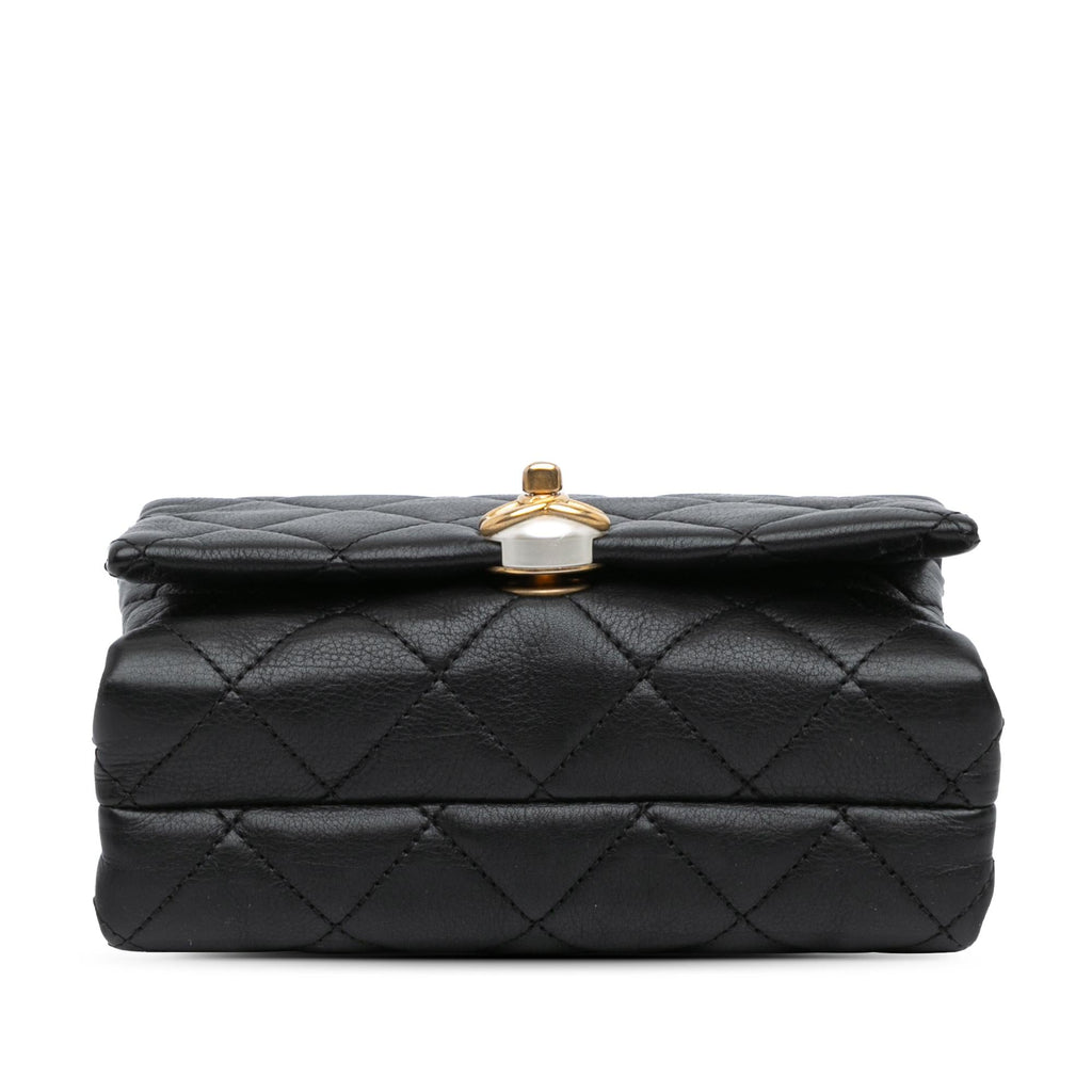 Chanel Mini Quilted Calfskin Pearl CC Accordion Flap