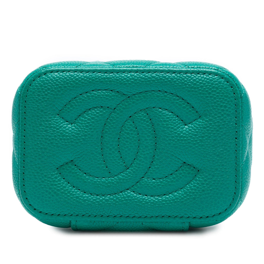 Chanel Mini Quilted Caviar CC Sweetheart Vanity Case with Chain