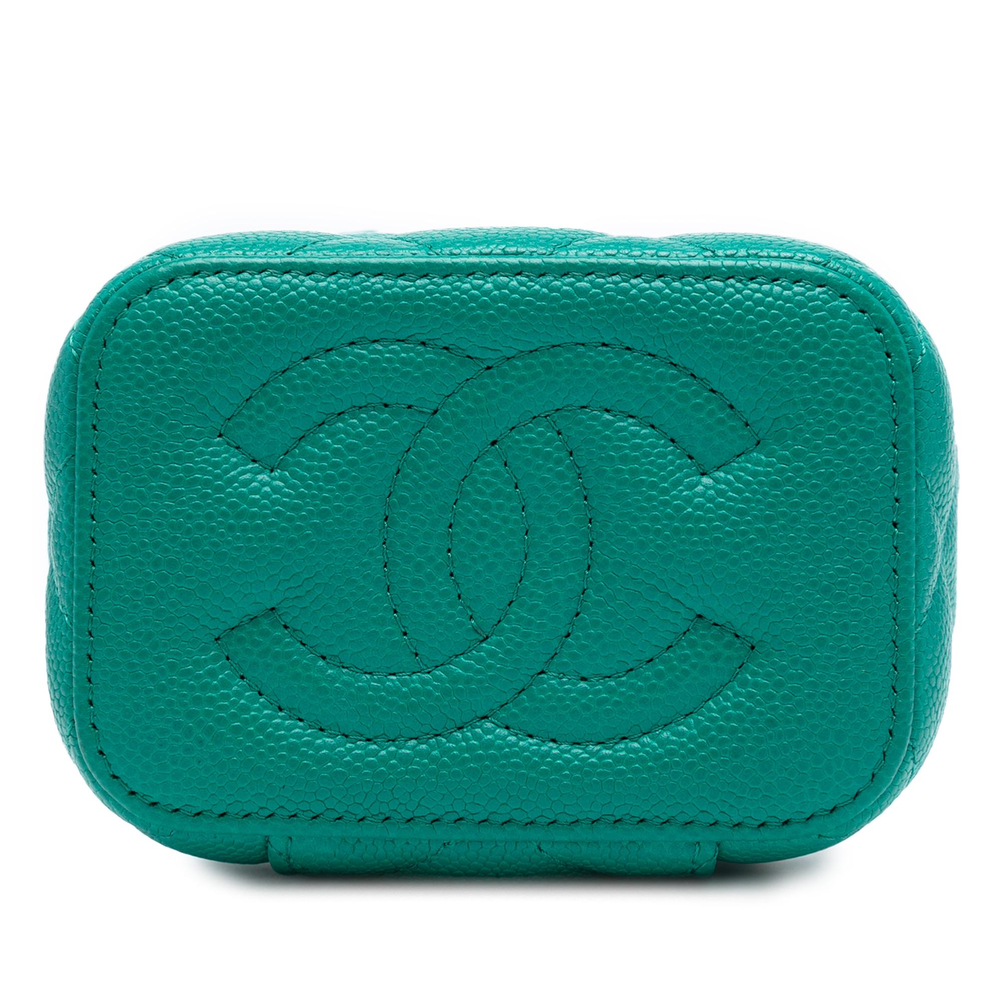 Chanel Mini Quilted Caviar CC Sweetheart Vanity Case with Chain
