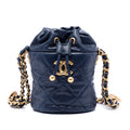 Chanel Mini Quilted Caviar Medallion Charms Drawstring Bucket Bag