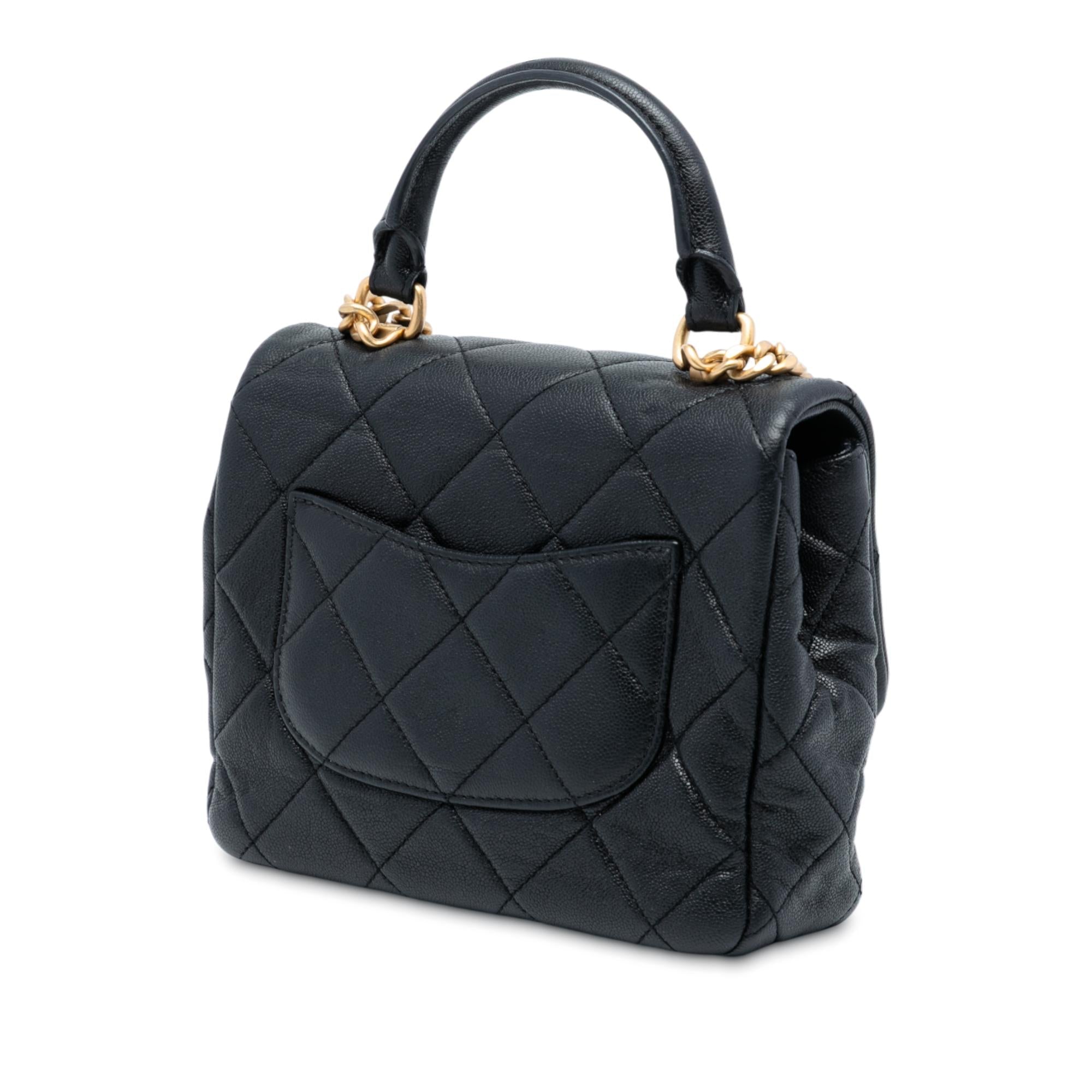 Chanel Mini Quilted Caviar Top Handle Flap