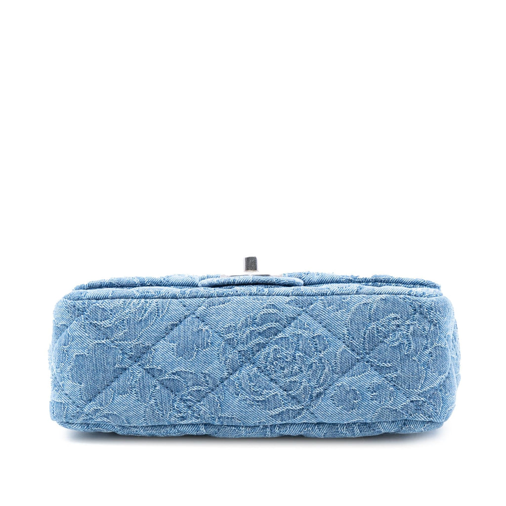 Chanel Mini Quilted Denim Camellia Sweetheart Flap