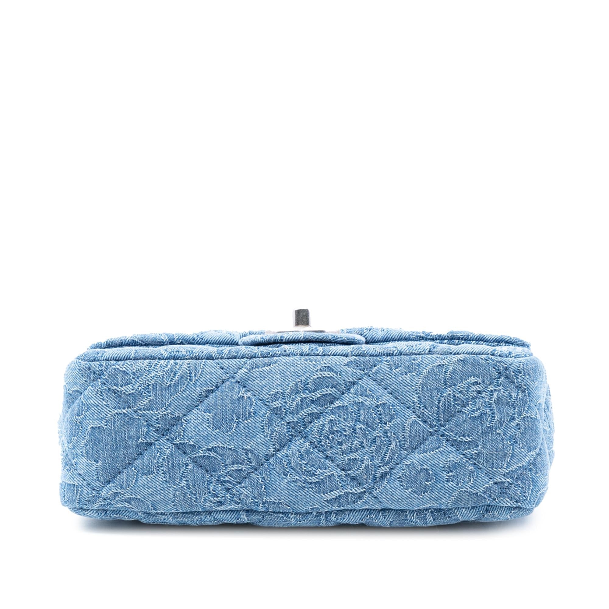 Chanel Mini Quilted Denim Camellia Sweetheart Flap