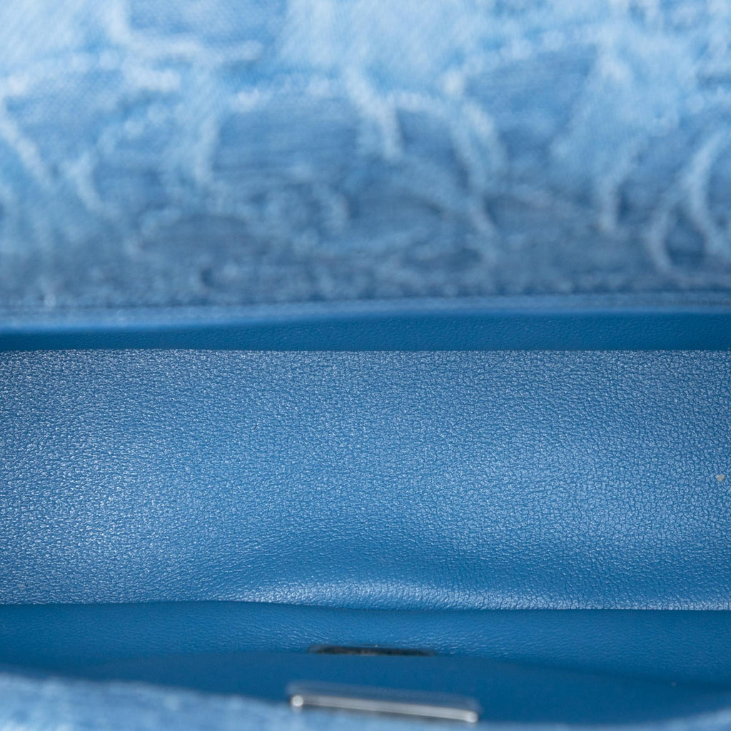 Chanel Mini Quilted Denim Camellia Sweetheart Flap