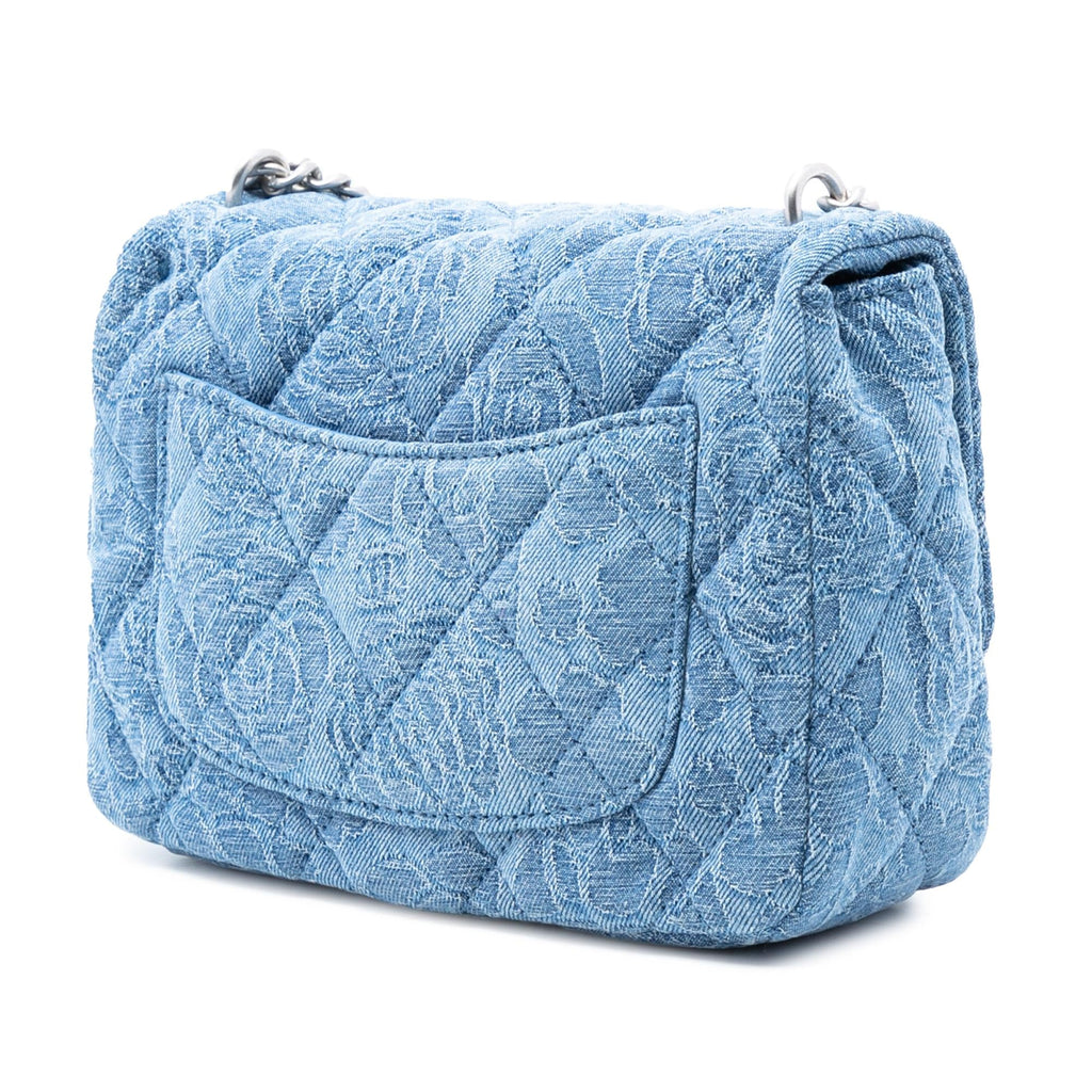 Chanel Mini Quilted Denim Camellia Sweetheart Flap