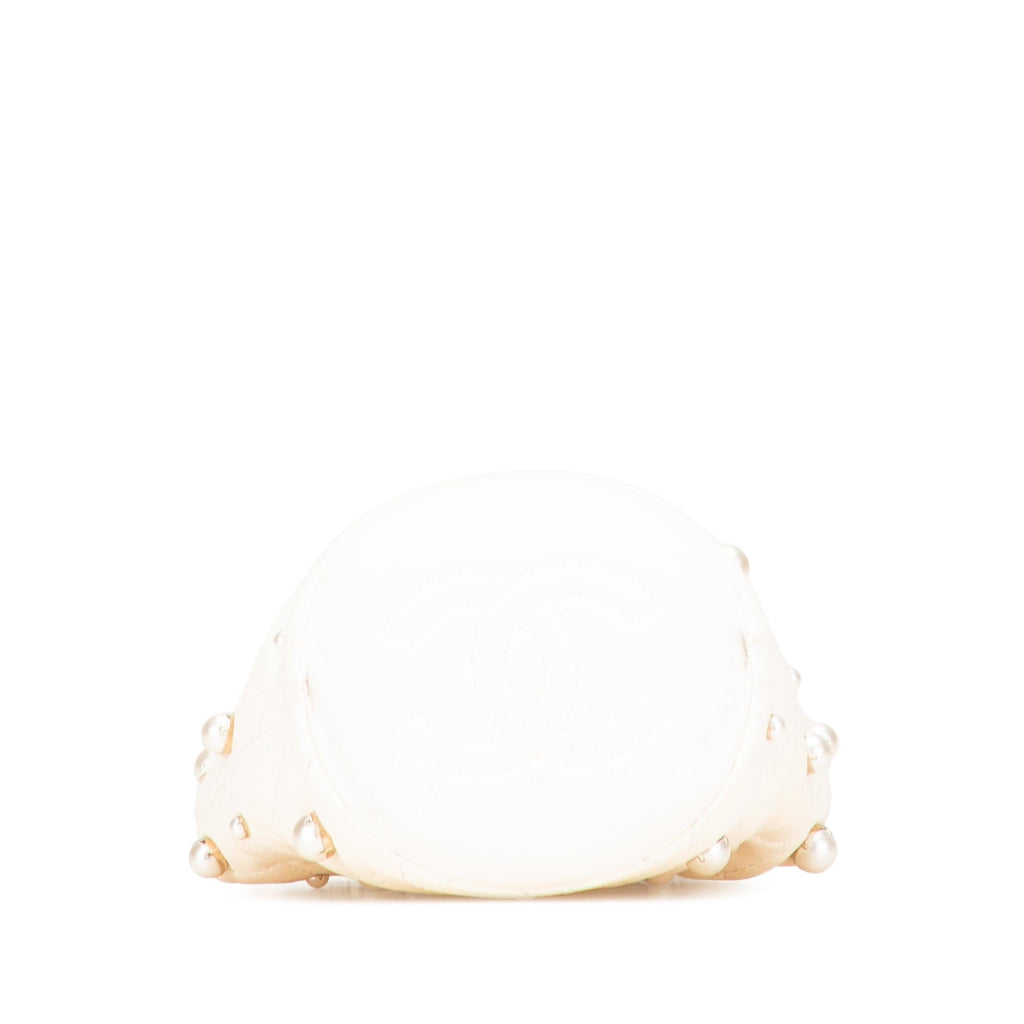 Chanel Mini Quilted Lambskin About Pearls Drawstring Bucket Bag