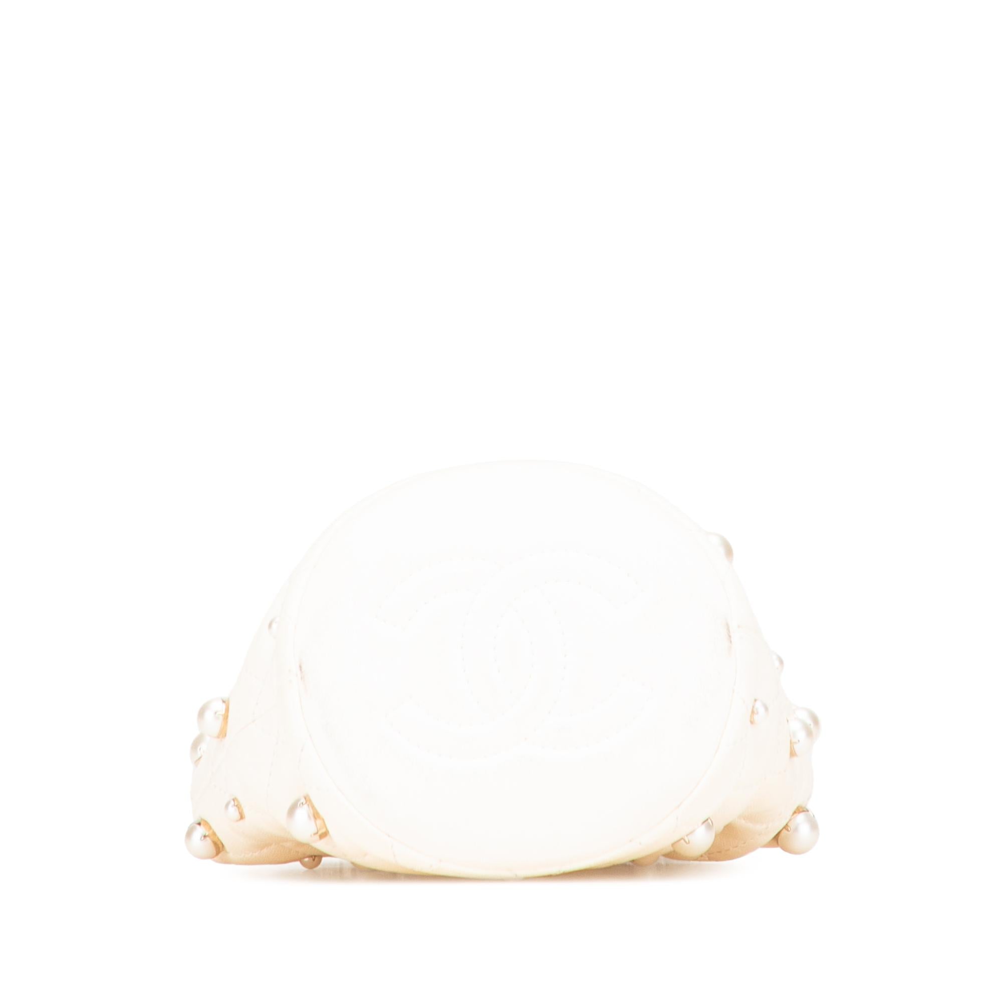 Chanel Mini Quilted Lambskin About Pearls Drawstring Bucket Bag