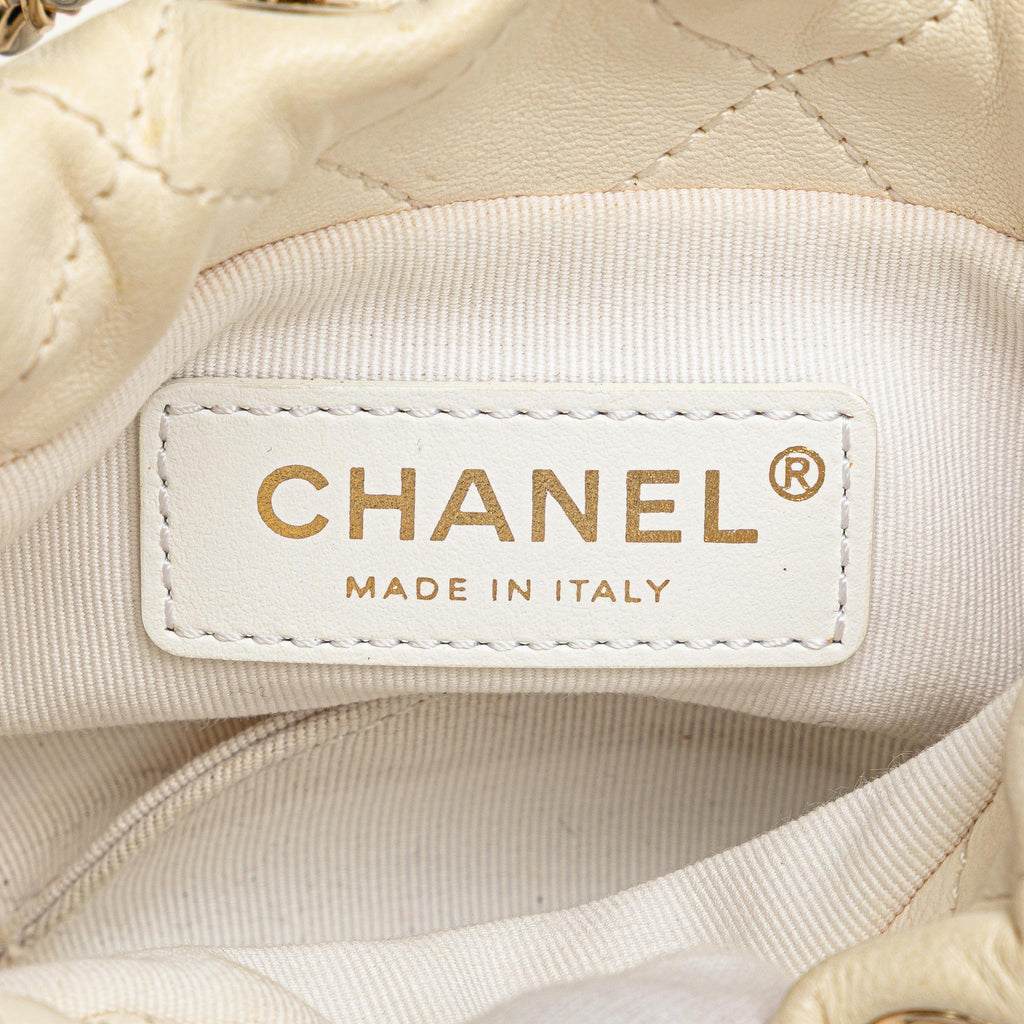 Chanel Mini Quilted Lambskin About Pearls Drawstring Bucket Bag