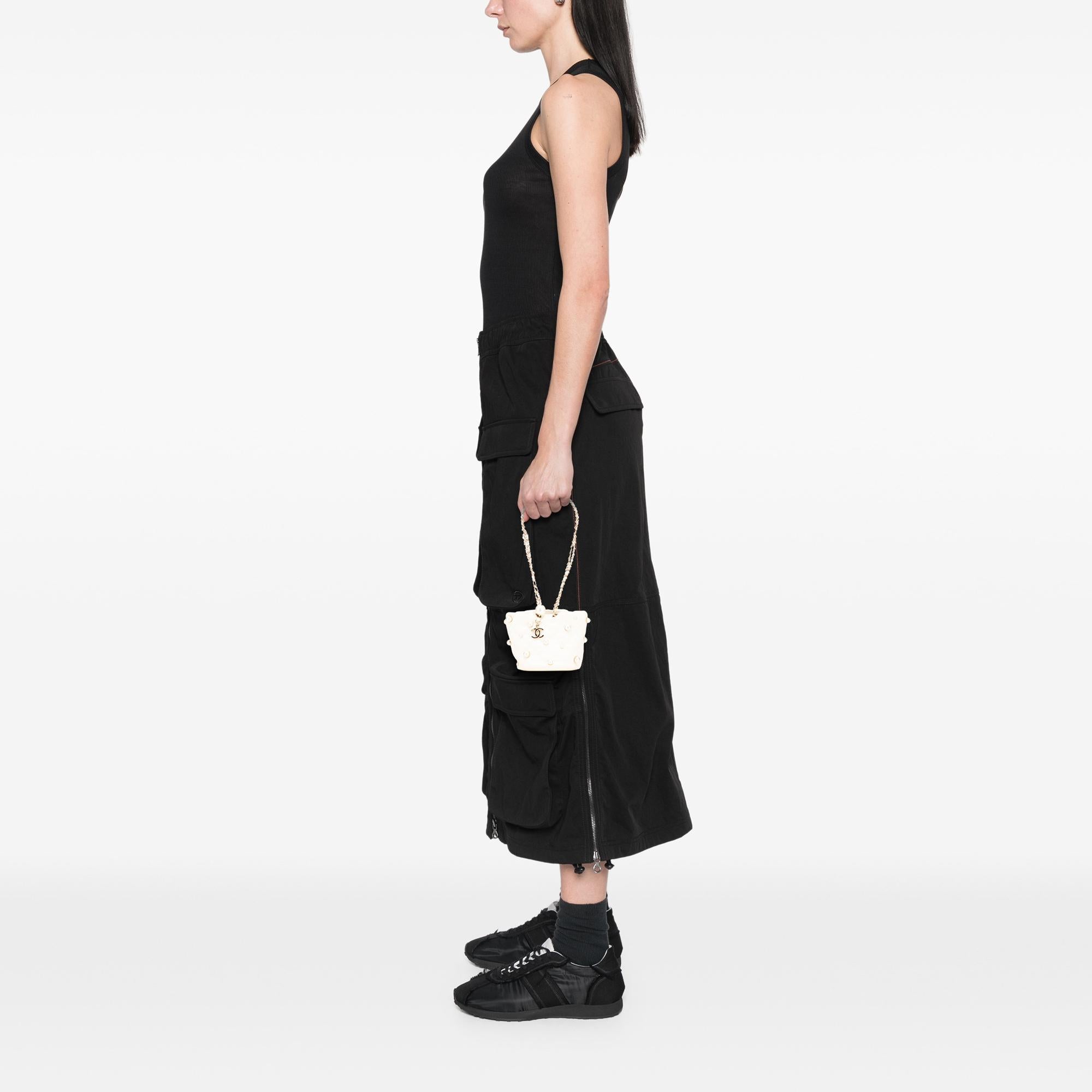 Chanel Mini Quilted Lambskin About Pearls Drawstring Bucket Bag