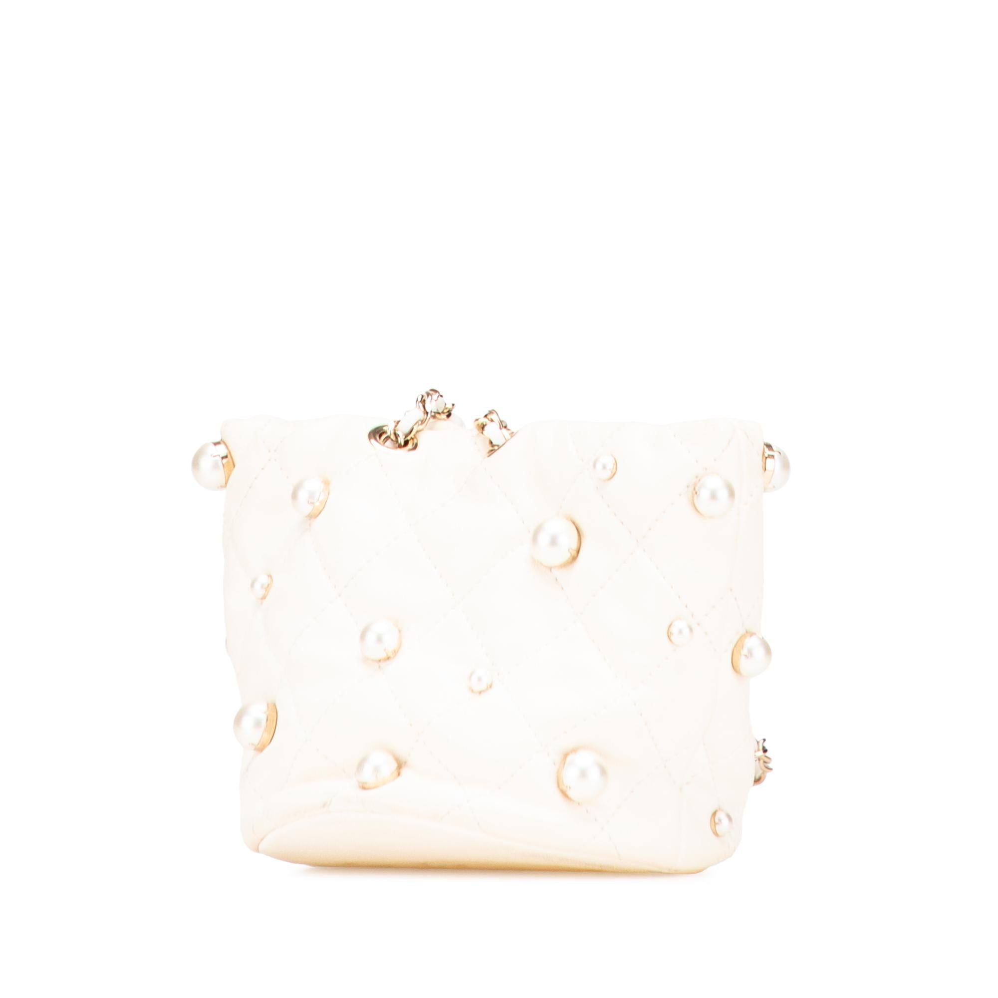 Chanel Mini Quilted Lambskin About Pearls Drawstring Bucket Bag