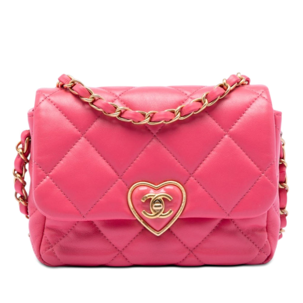 Chanel Mini Quilted Lambskin Acrylic Coco Love Flap