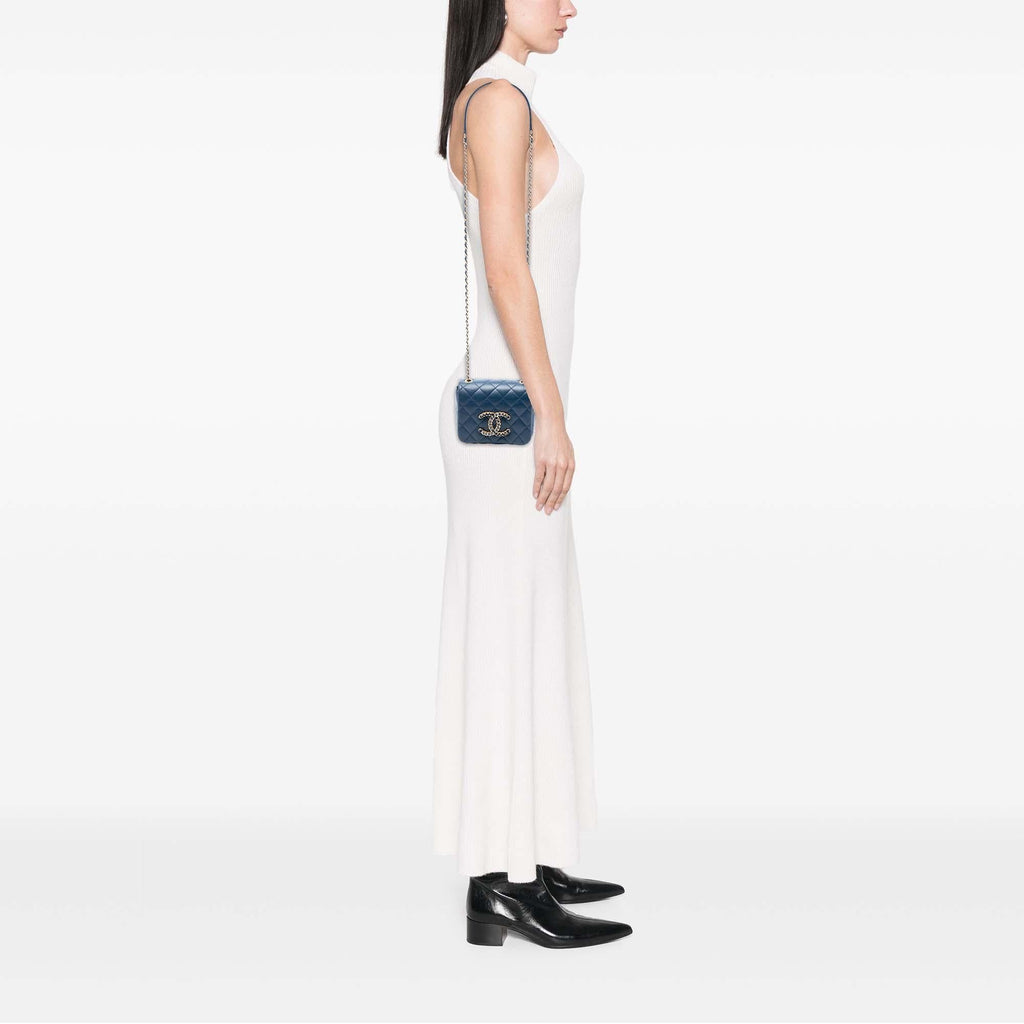 Chanel Mini Quilted Lambskin CC Crystal Full Flap