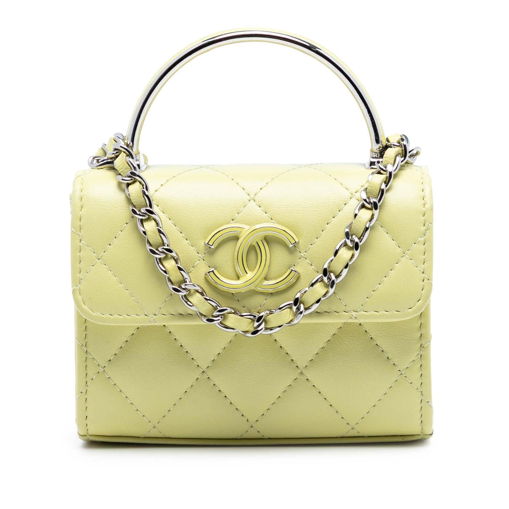 Chanel Mini Quilted Lambskin Chain Top Handle Bag