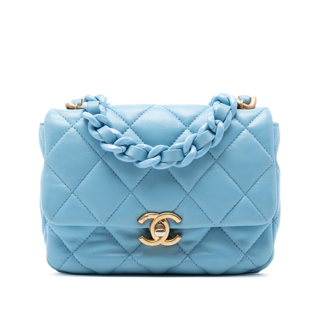 Chanel Mini Quilted Lambskin Lacquered Chain Flap