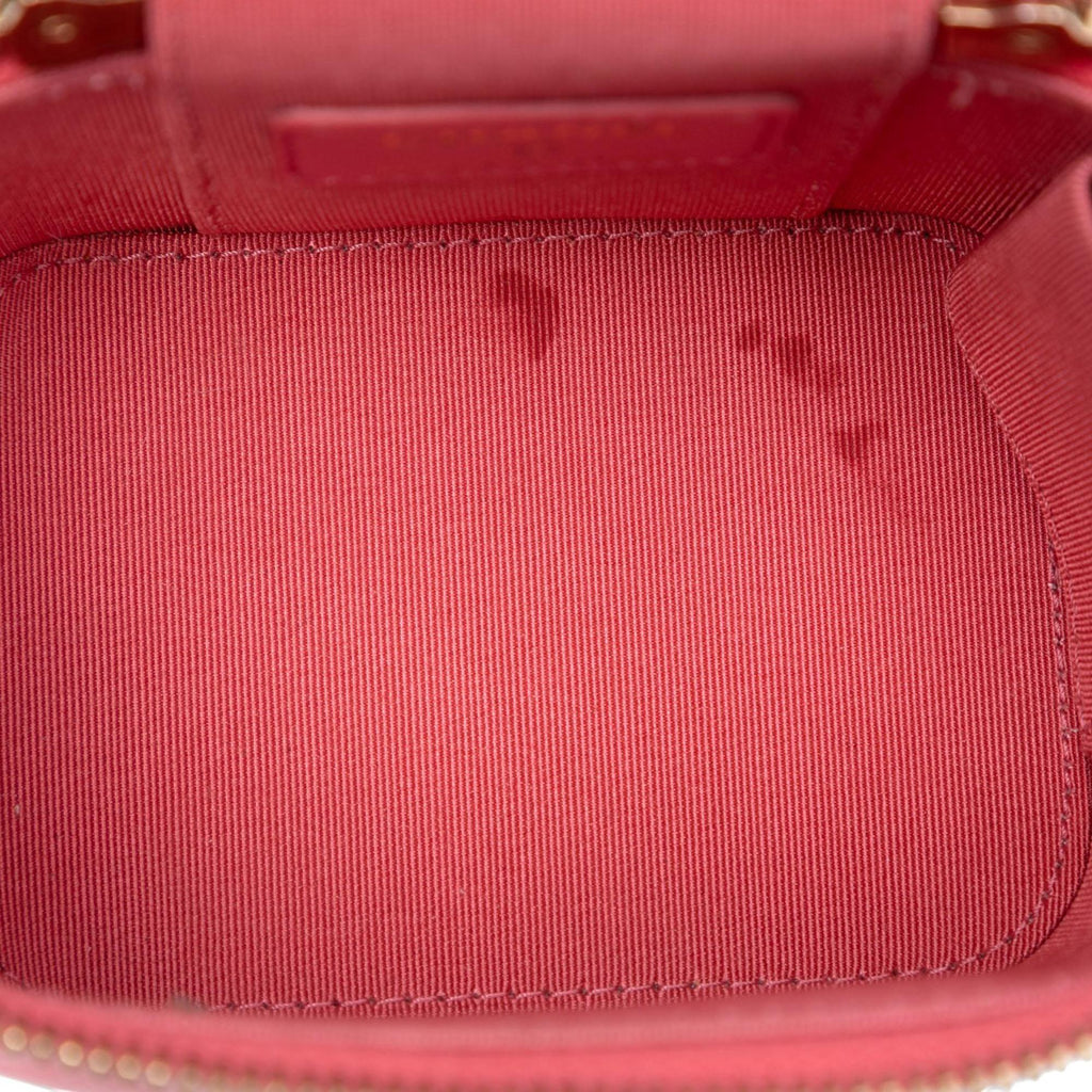 Chanel Mini Quilted Lambskin Top Handle Vanity Case With Chain