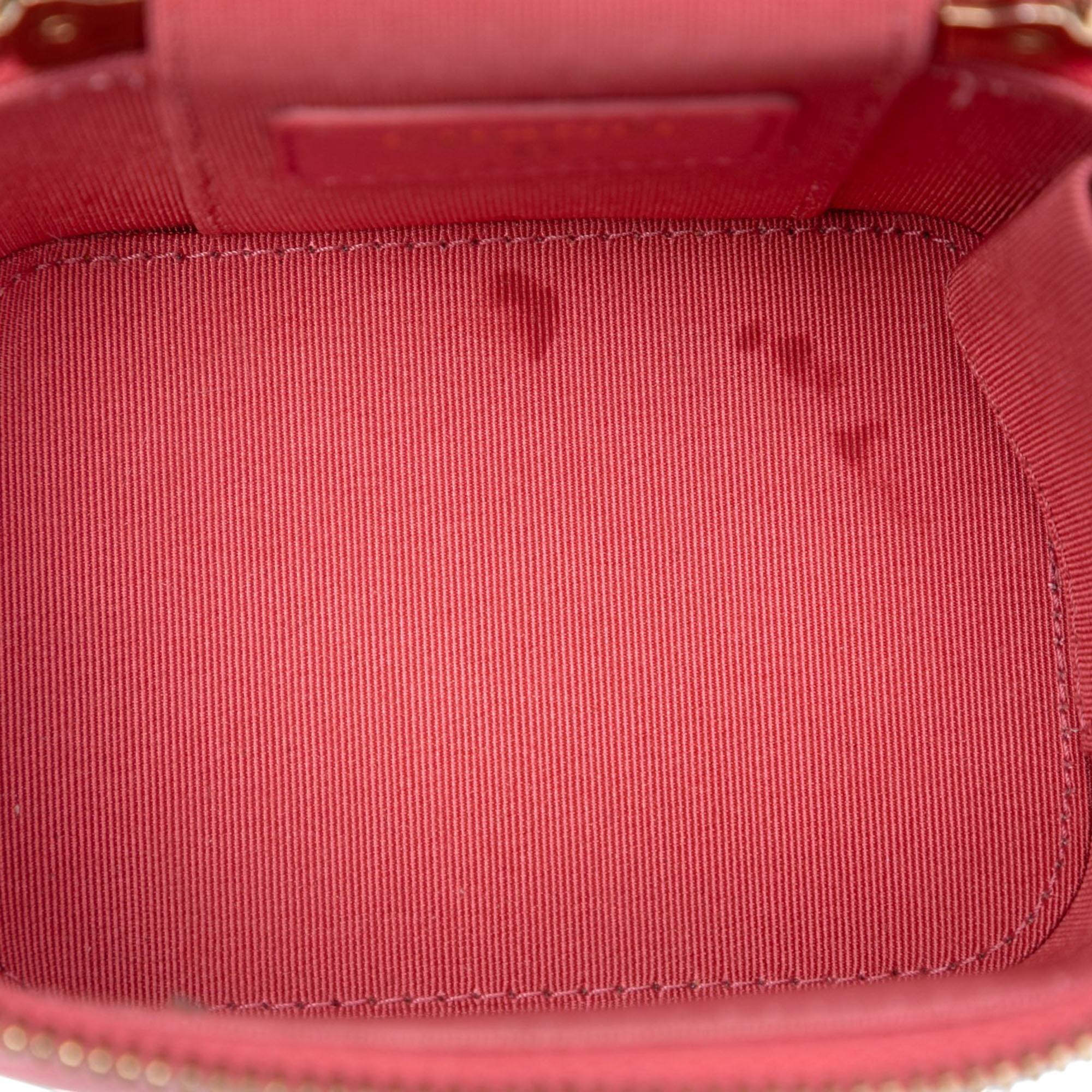 Chanel Mini Quilted Lambskin Top Handle Vanity Case With Chain