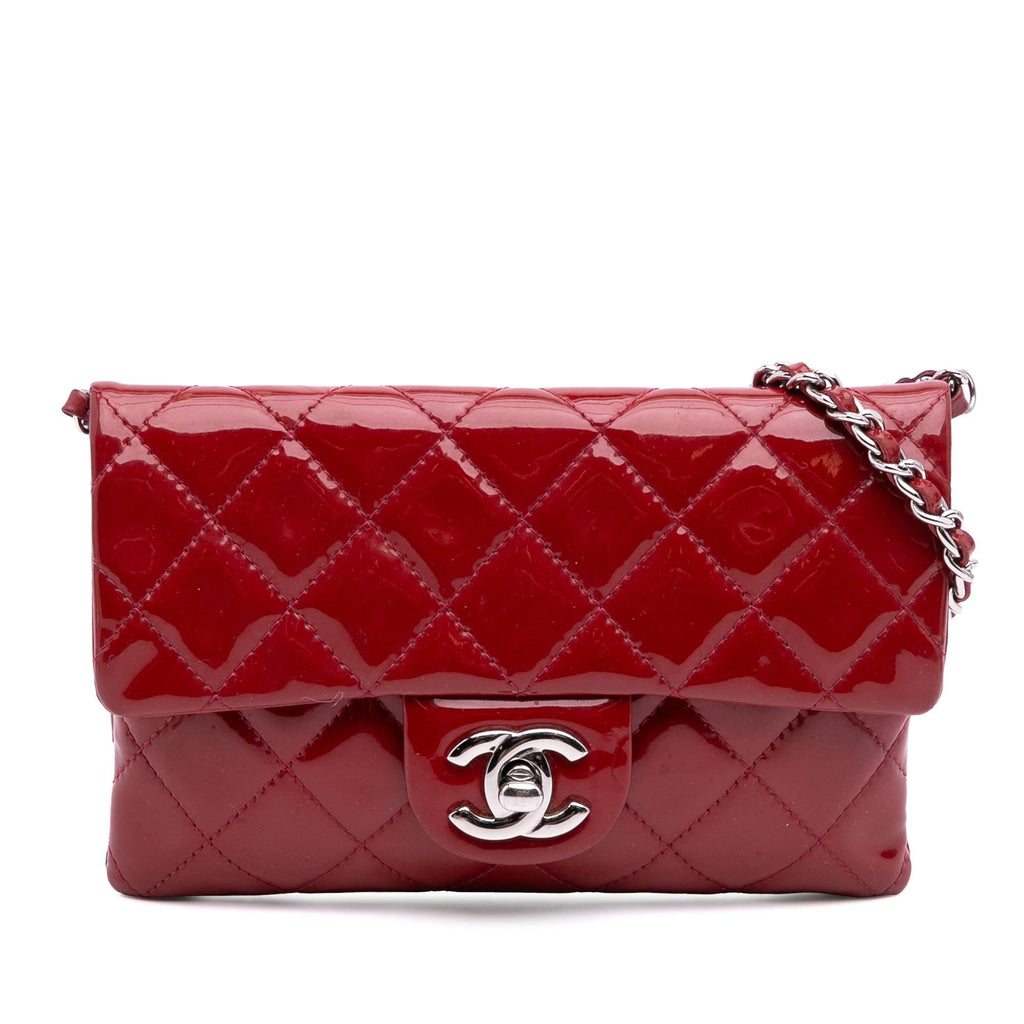 Chanel Mini Quilted Patent Phone Holder on Chain