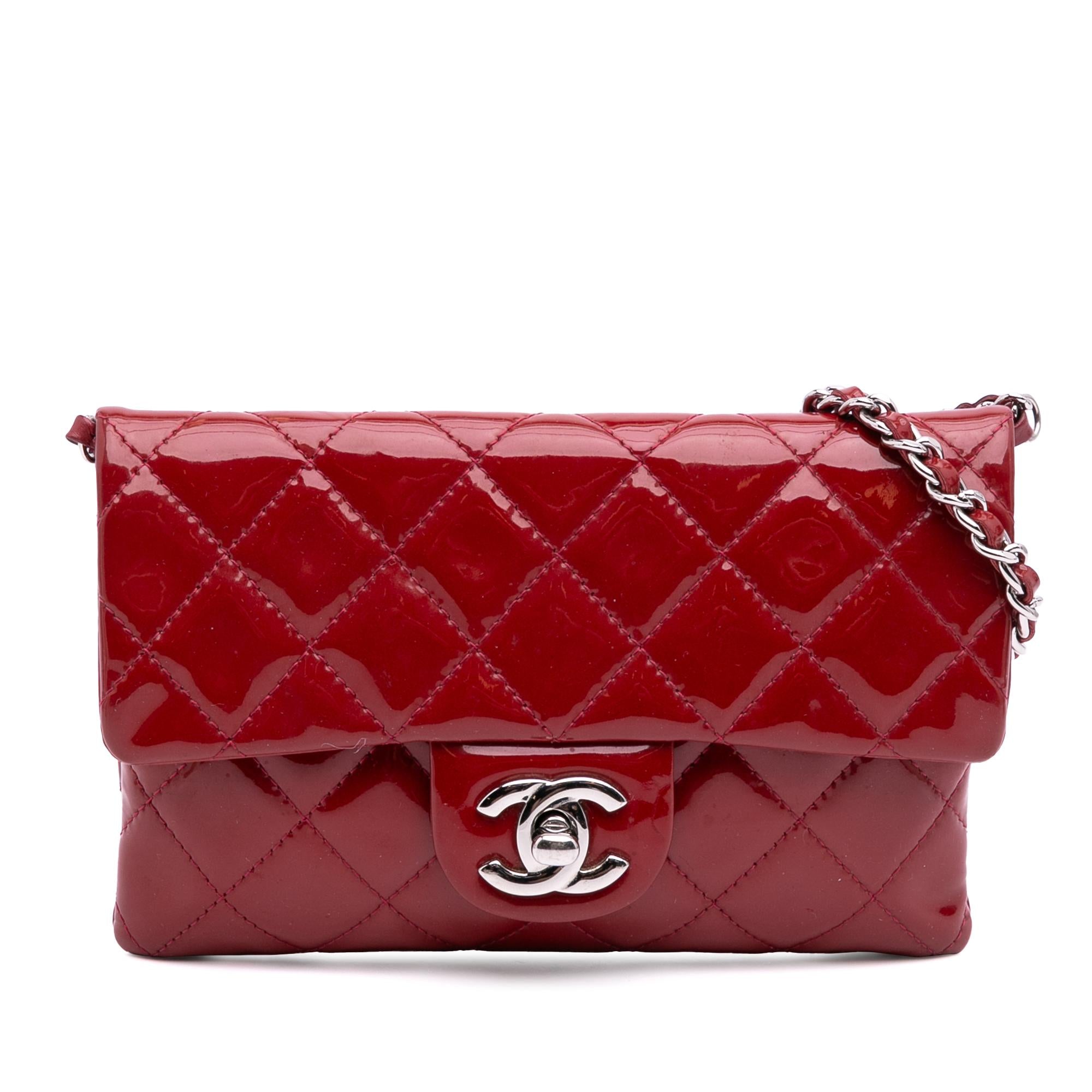 Chanel Mini Quilted Patent Phone Holder on Chain