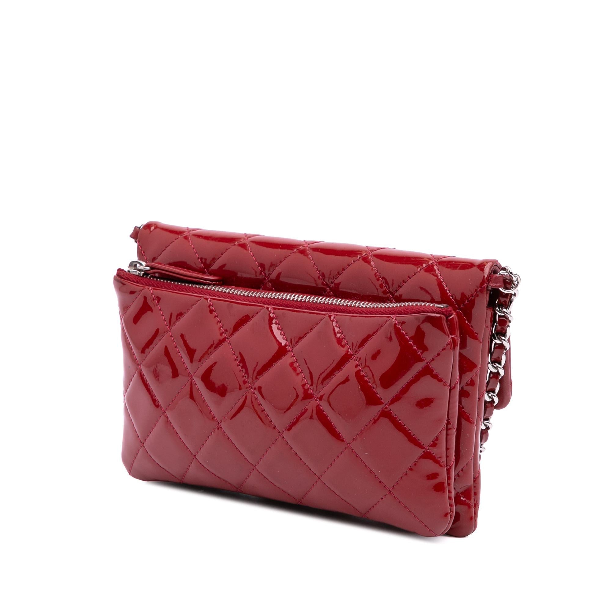 Chanel Mini Quilted Patent Phone Holder on Chain