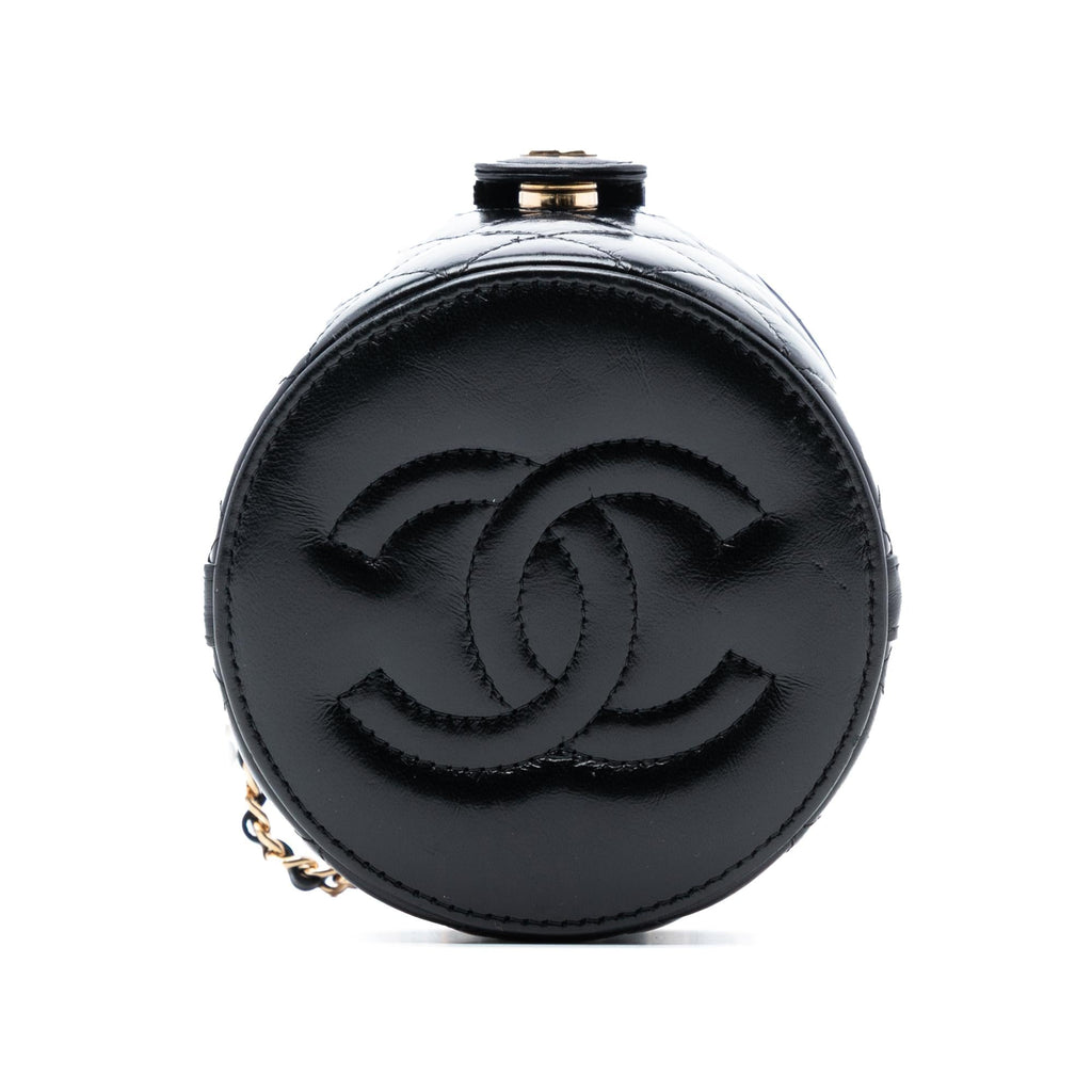 Chanel Mini Quilted Shiny Lambskin Double Sided Vanity Case with Chain