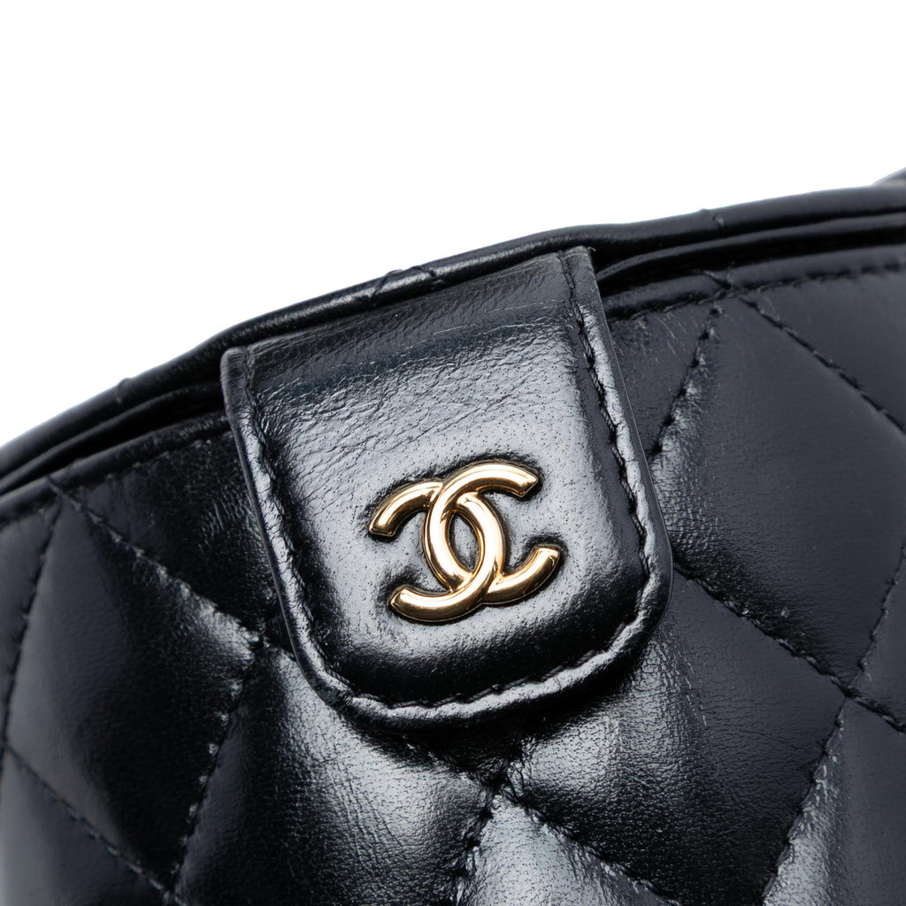 Chanel Mini Quilted Shiny Lambskin Double Sided Vanity Case with Chain