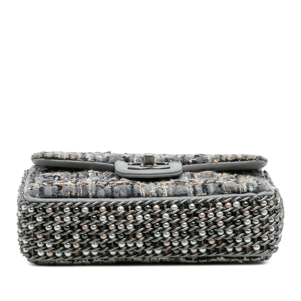 Chanel Mini Quilted Tweed River of Pearls Flap