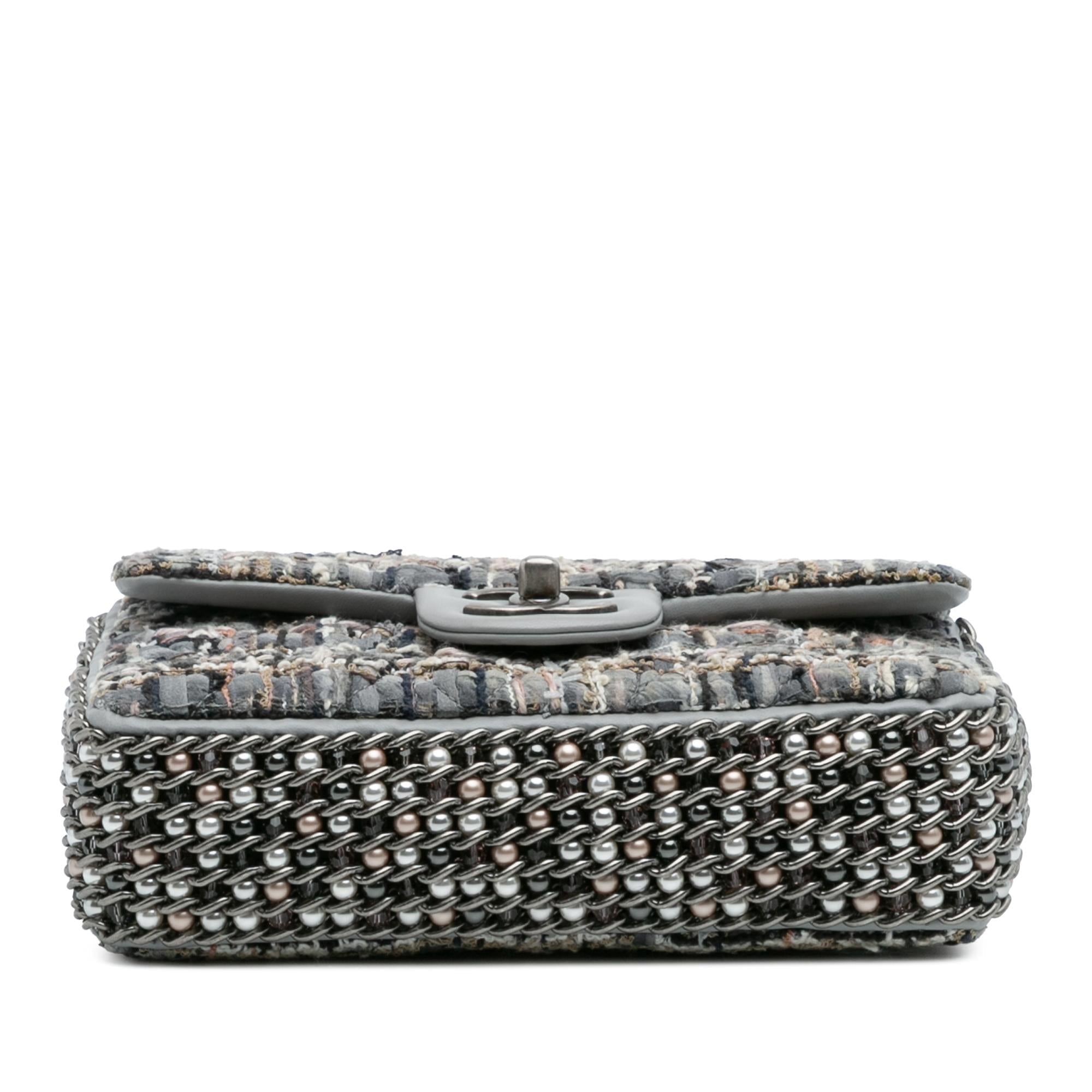 Chanel Mini Quilted Tweed River of Pearls Flap