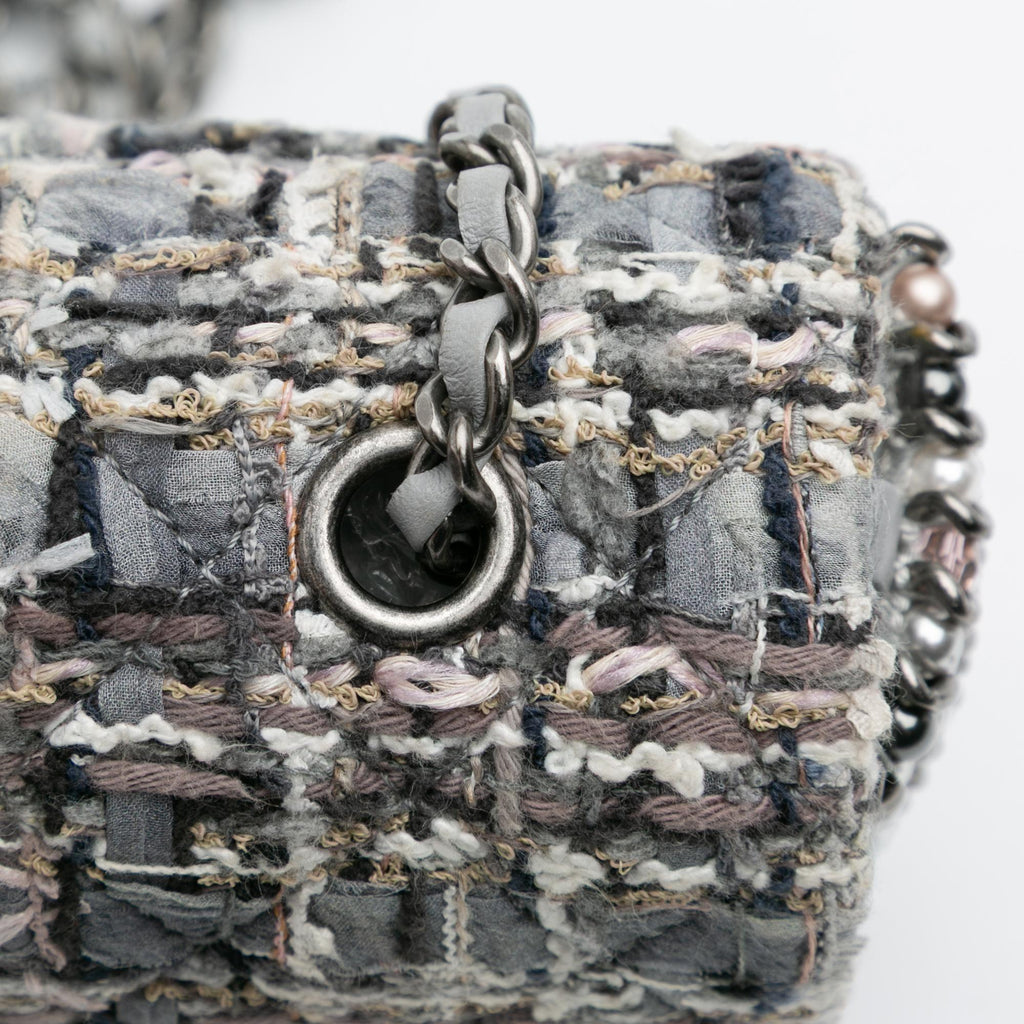 Chanel Mini Quilted Tweed River of Pearls Flap