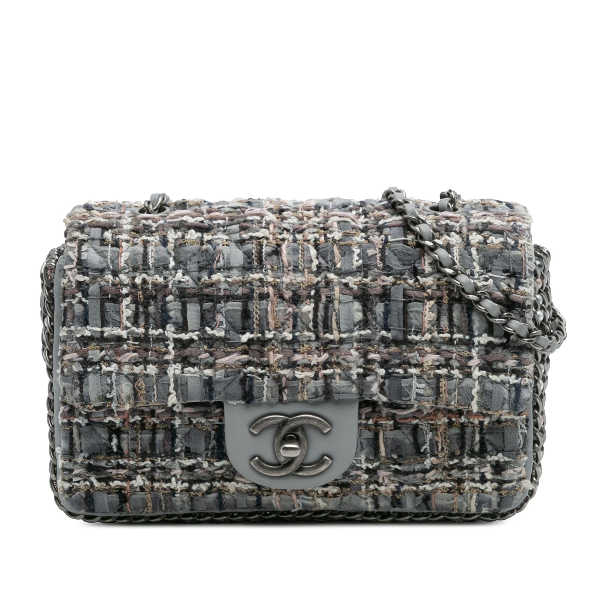 Chanel Mini Quilted Tweed River of Pearls Flap