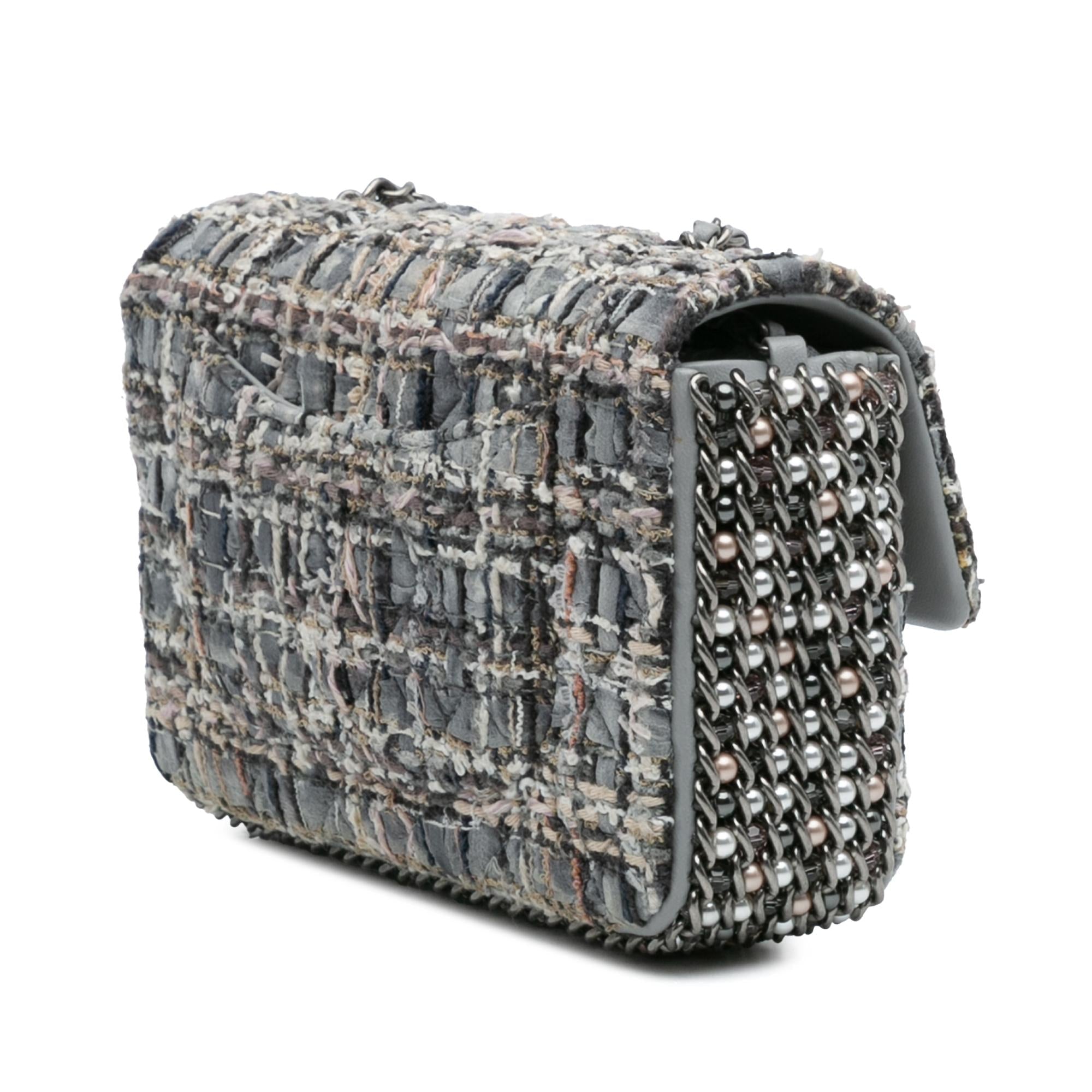 Chanel Mini Quilted Tweed River of Pearls Flap