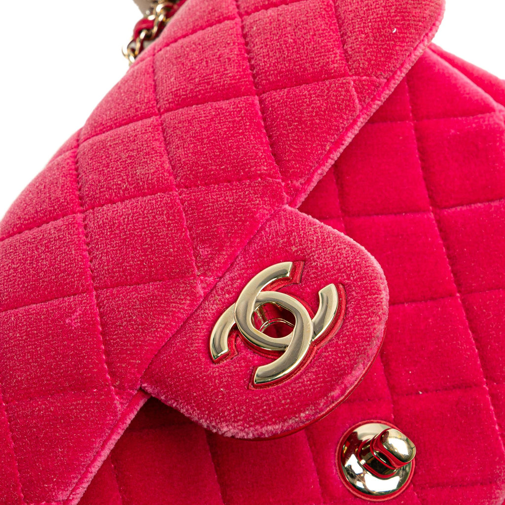 Chanel Mini Quilted Velvet Pearl Crush Single Flap