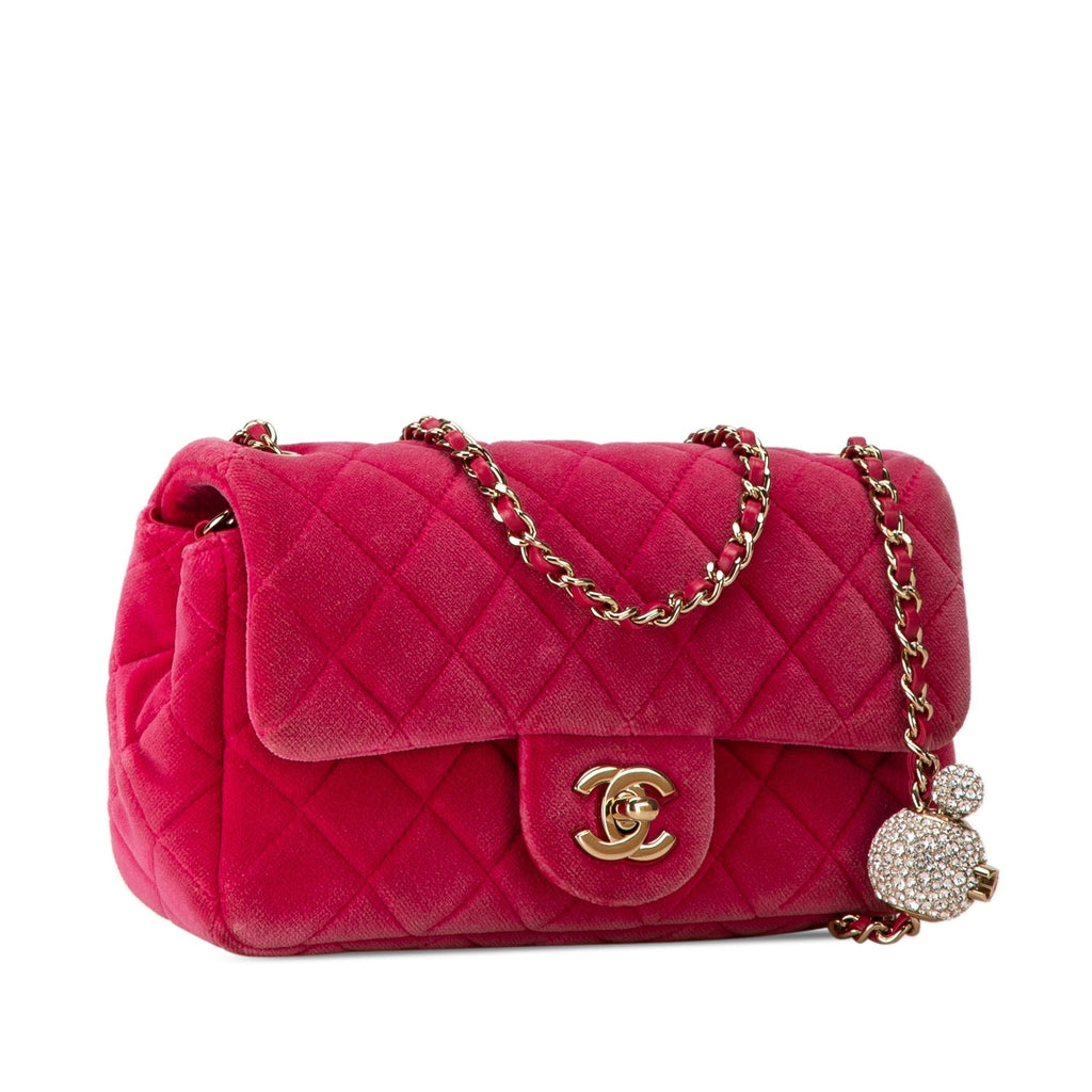 Chanel Mini Quilted Velvet Pearl Crush Single Flap