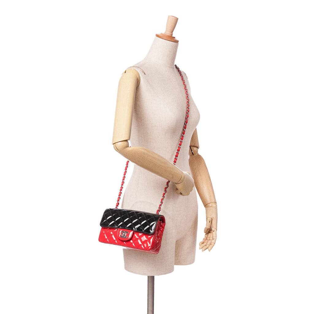 Chanel Mini Rectangular Bicolor Patent Single Flap