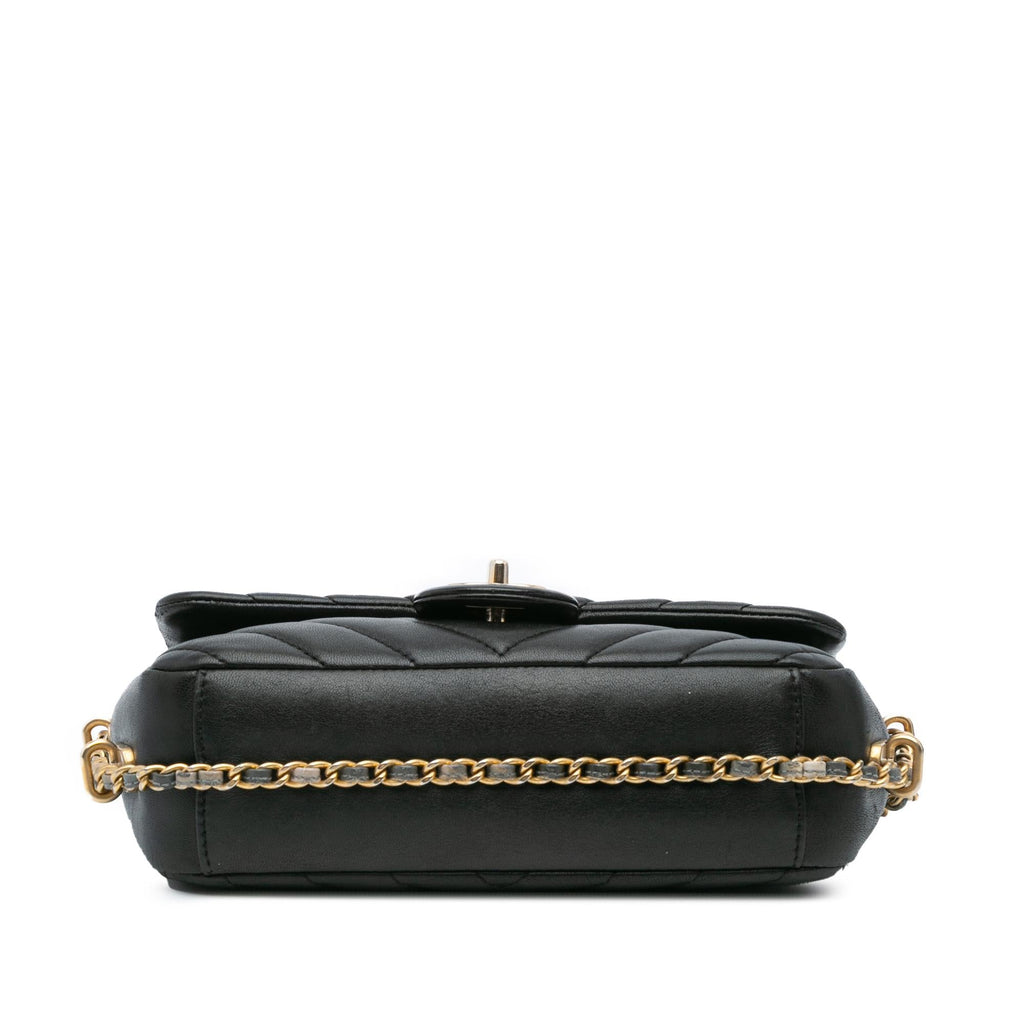 Chanel Mini Rectangular Chevron Lambskin Chain Around Flap