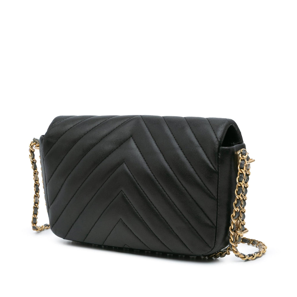 Chanel Mini Rectangular Chevron Lambskin Chain Around Flap